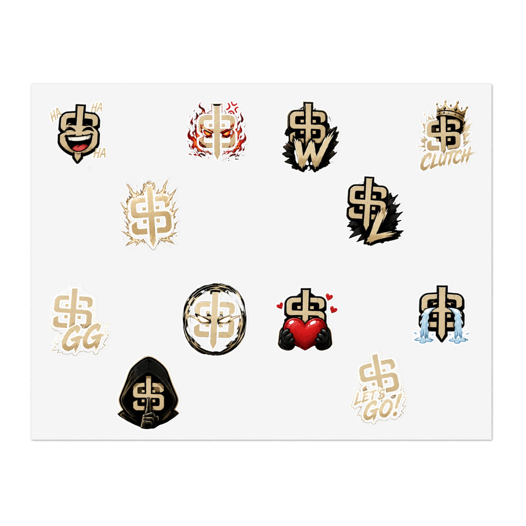 Gold Monogram Sticker Sheet — Decorative Logo Emoji Stickers for Laptops, Planners & Phone Cases