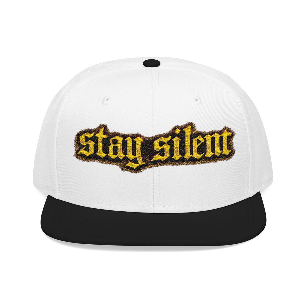 Embroidered 'Stay Silent' Flame Gothic Snapback Hat