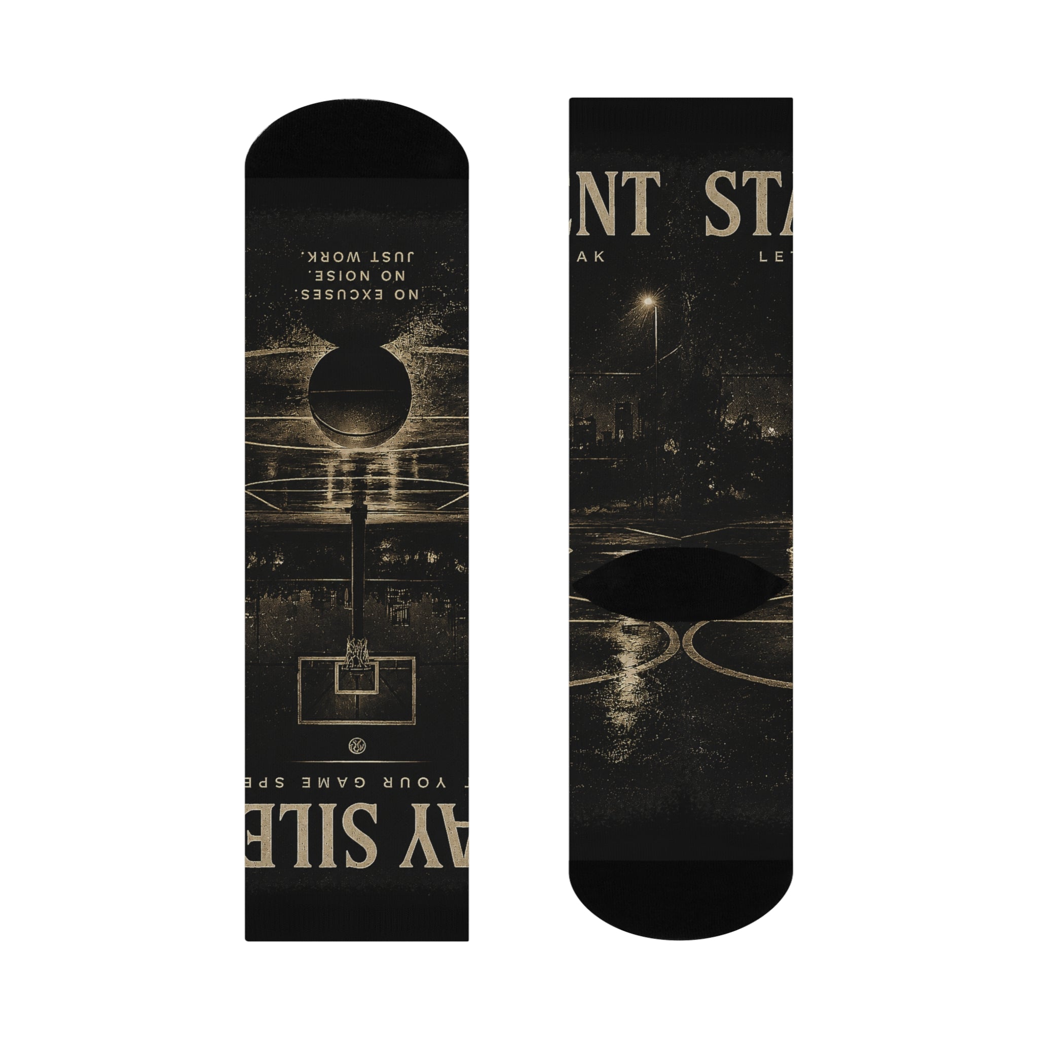 Silent Court Cushioned Crew Socks – Vintage Basketball Graphic