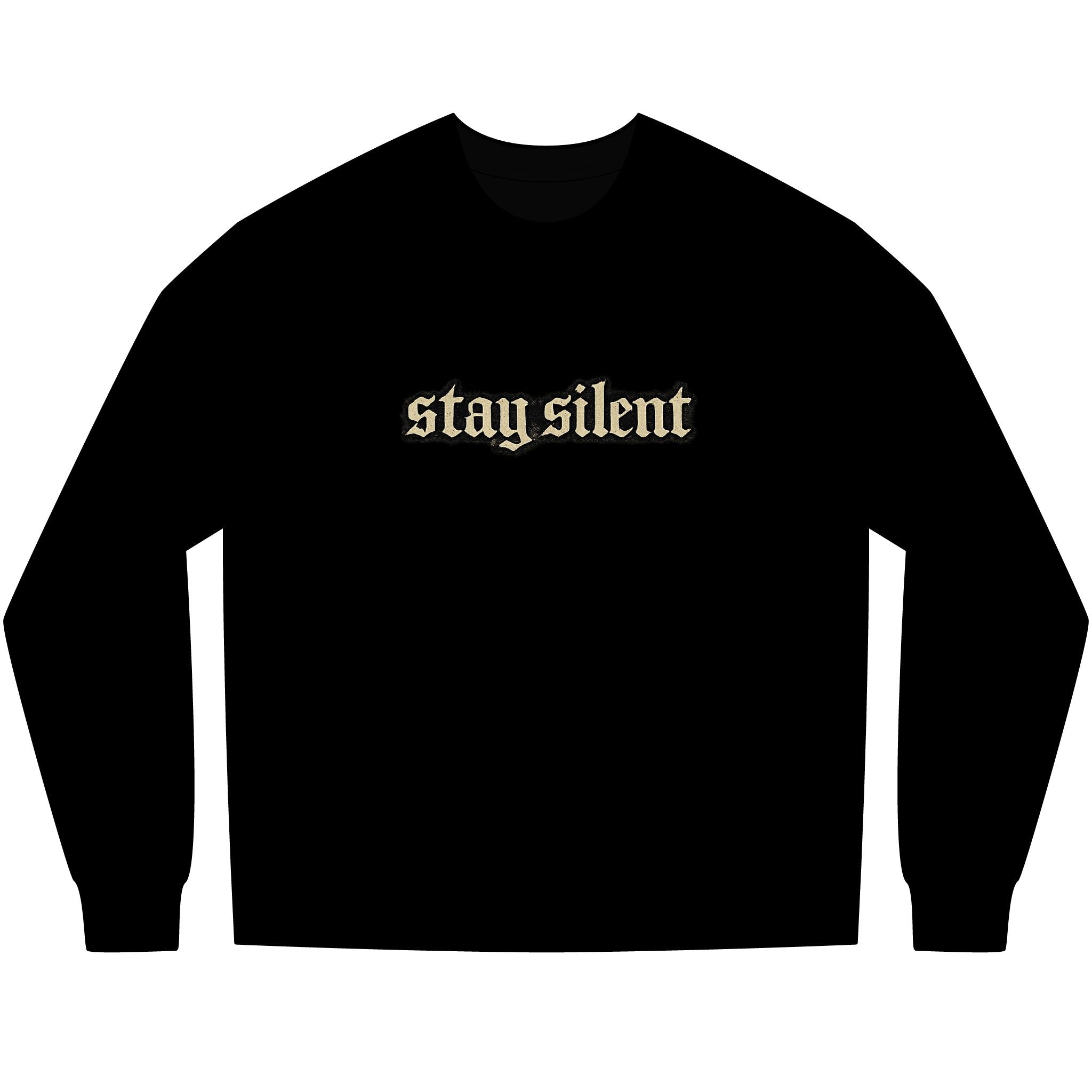 Basketball Graphic Long Sleeve Tee — “Stay Silent” Court Photo Design