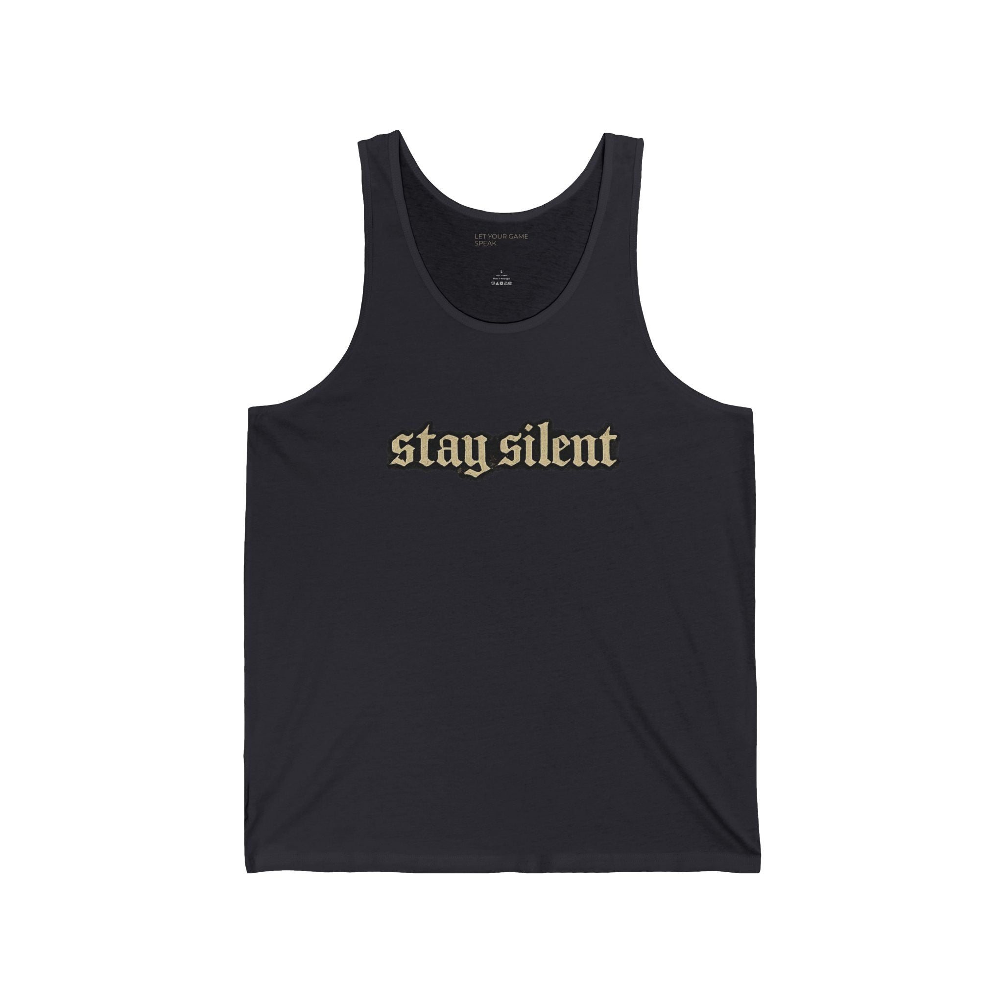 Stay Silent Tank Top — Minimalist Basketball Court Graphic Jersey Tank