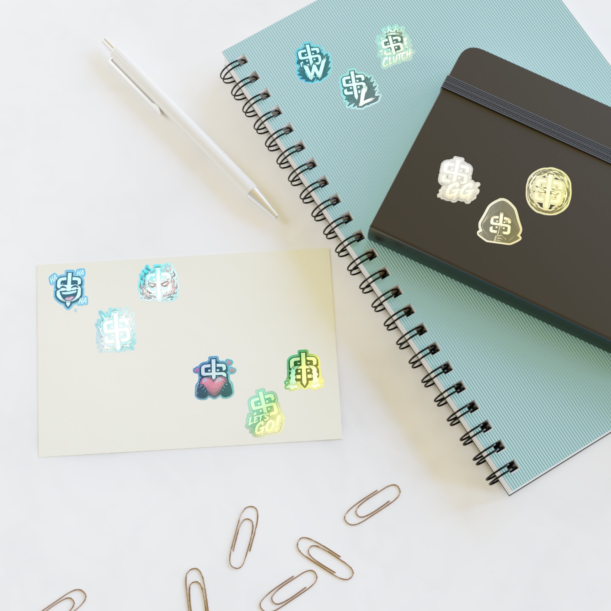 Gold Monogram Sticker Sheet — Decorative Logo Emoji Stickers for Laptops, Planners & Phone Cases