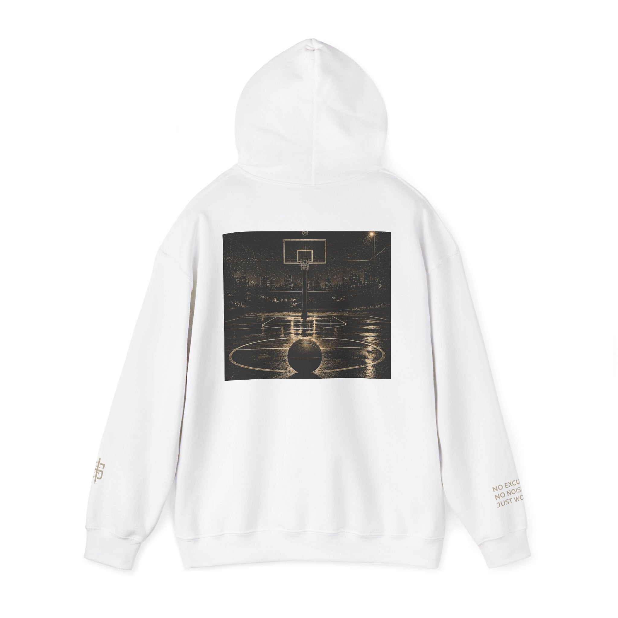 Hoodie - 'Stay Silent' Vintage Basketball Court Graphic Hoodie
