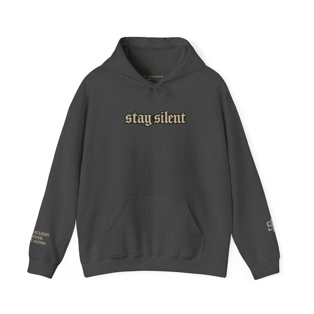 Hoodie - 'Stay Silent' Vintage Basketball Court Graphic Hoodie