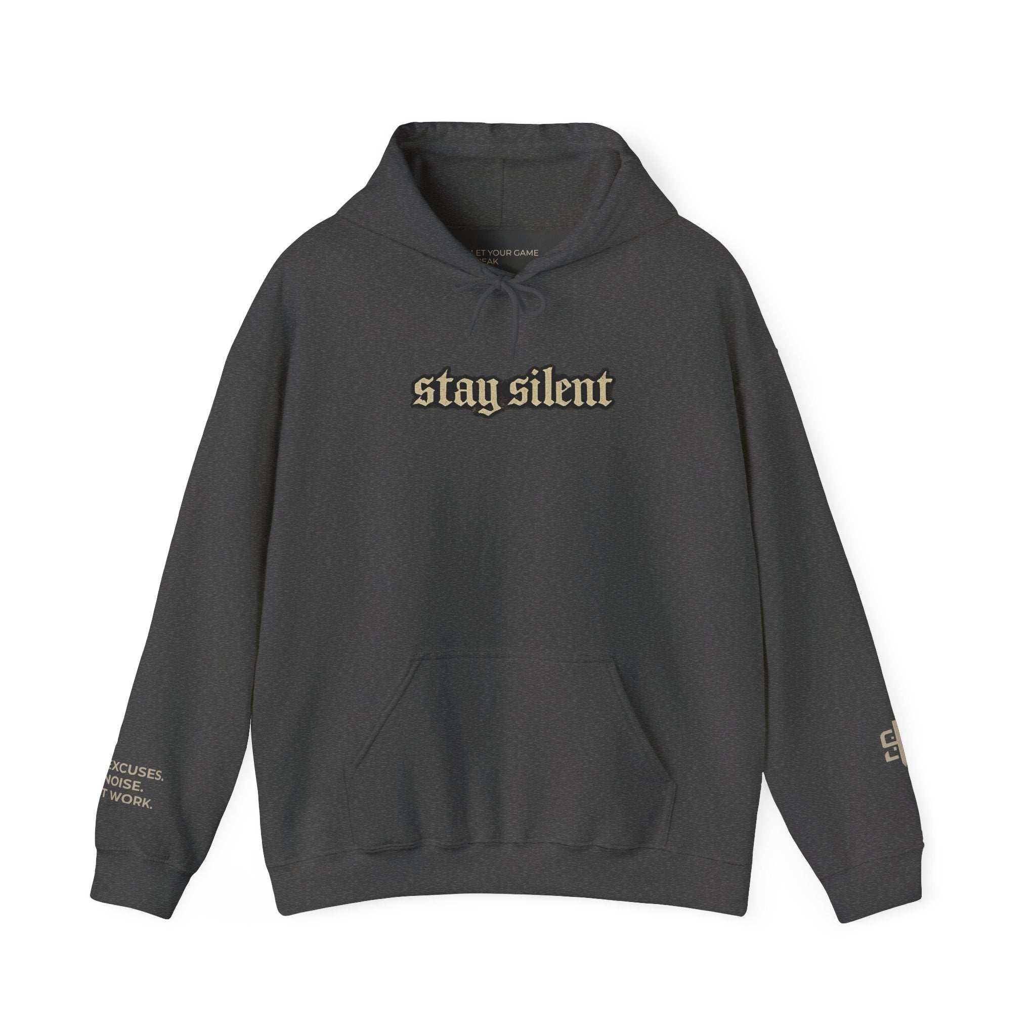 Hoodie - 'Stay Silent' Vintage Basketball Court Graphic Hoodie