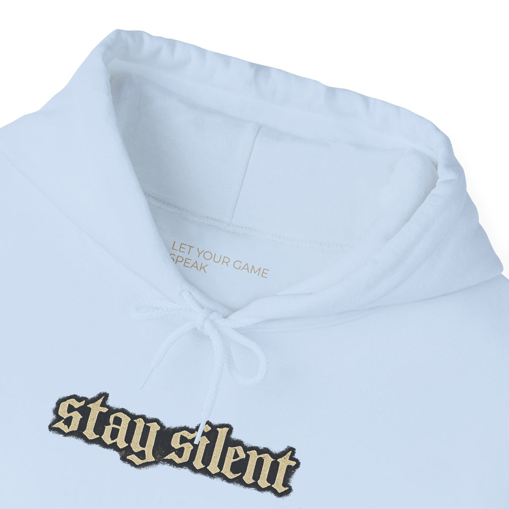 Hoodie - 'Stay Silent' Vintage Basketball Court Graphic Hoodie