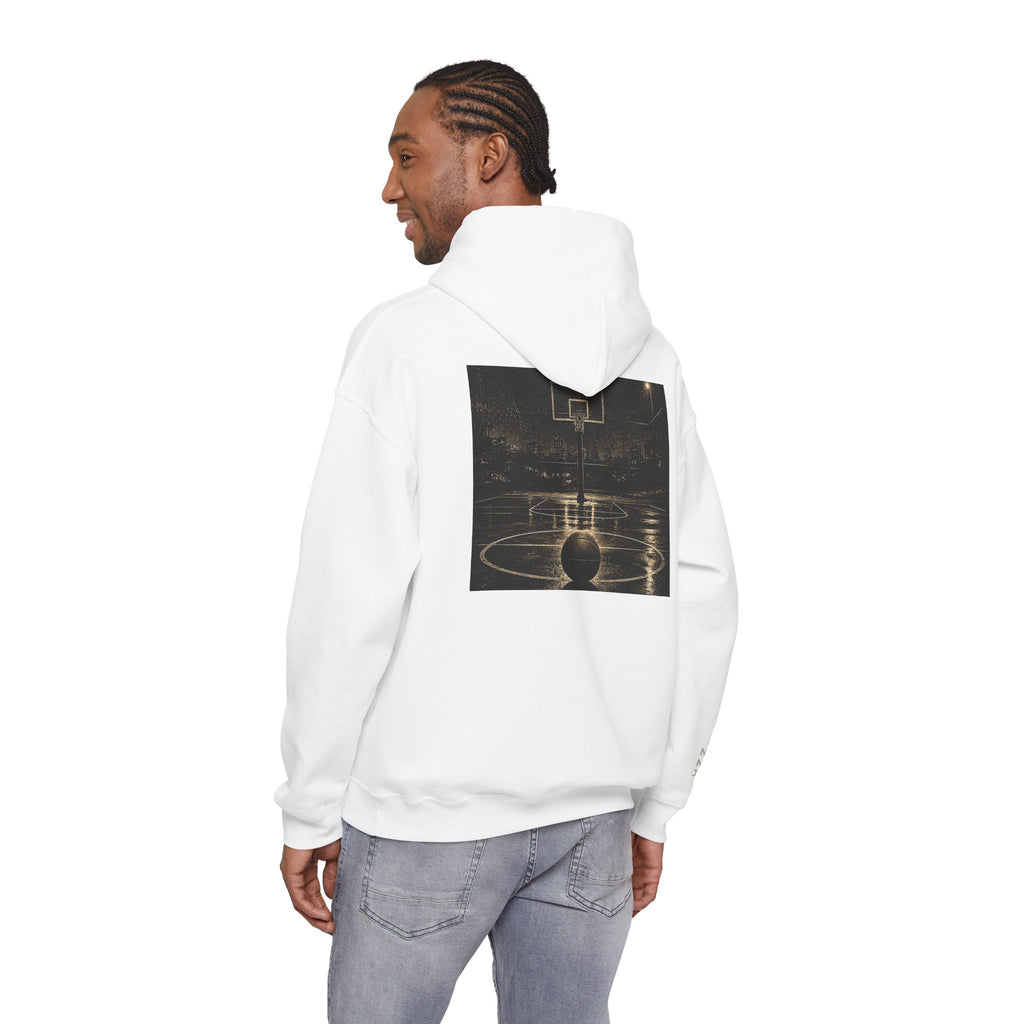 Hoodie - 'Stay Silent' Vintage Basketball Court Graphic Hoodie