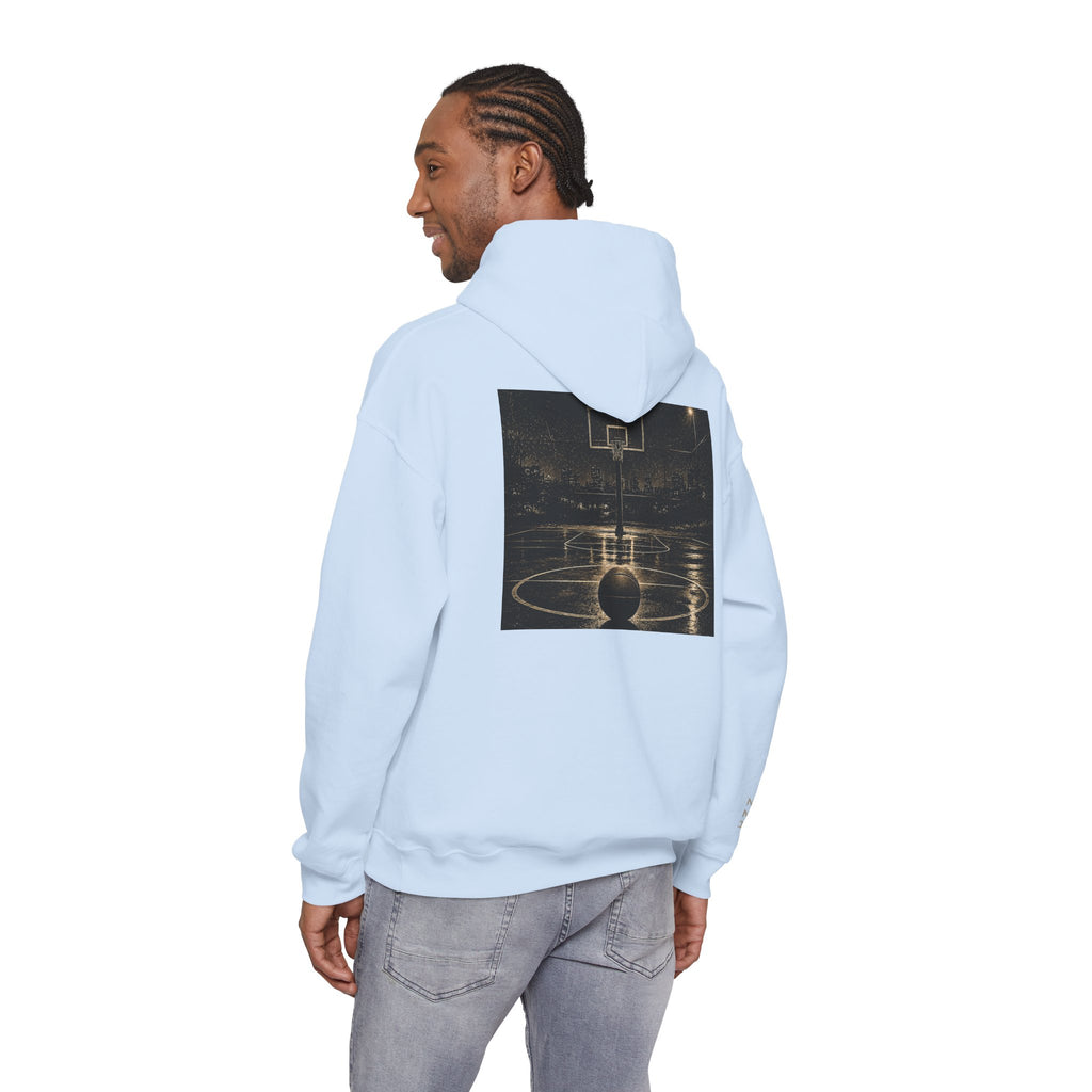 Hoodie - 'Stay Silent' Vintage Basketball Court Graphic Hoodie