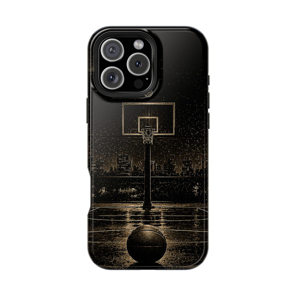Gold Night Basketball Phone Case — Impact-Resistant Protective Cover