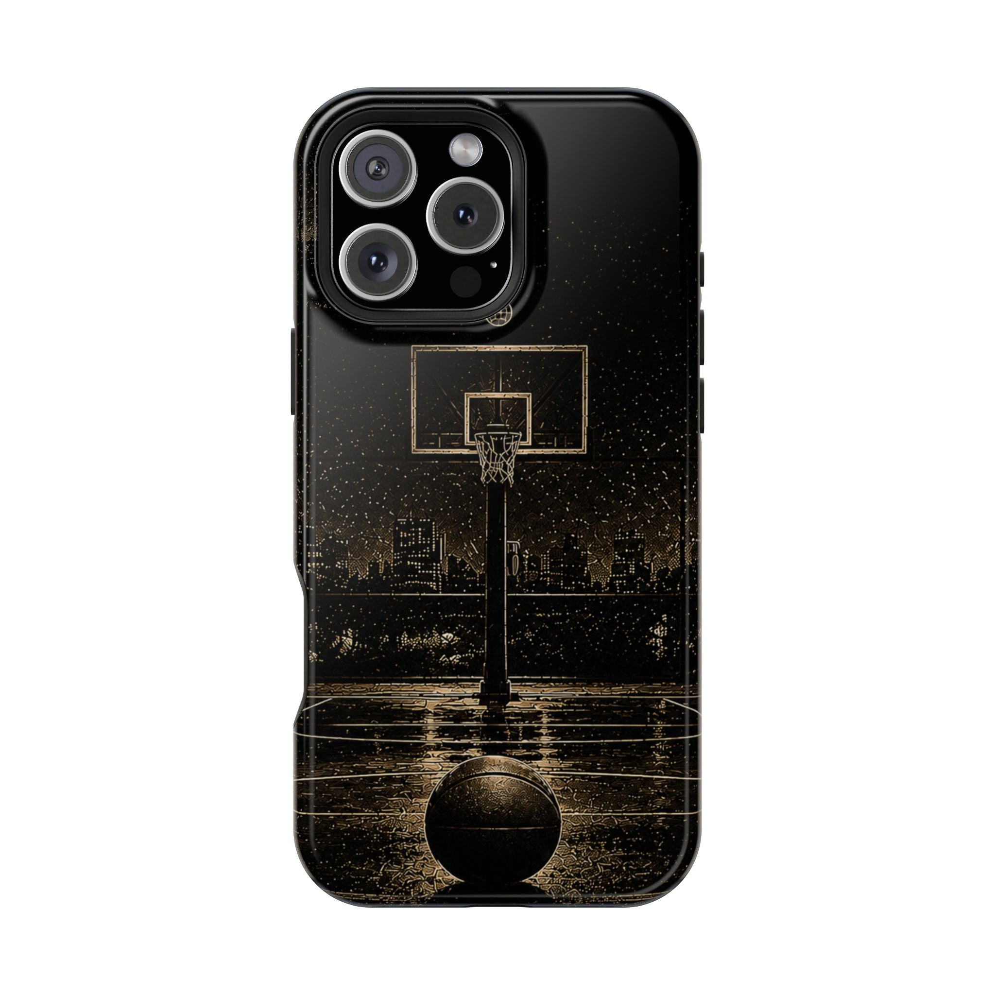 Gold Night Basketball Phone Case — Impact-Resistant Protective Cover