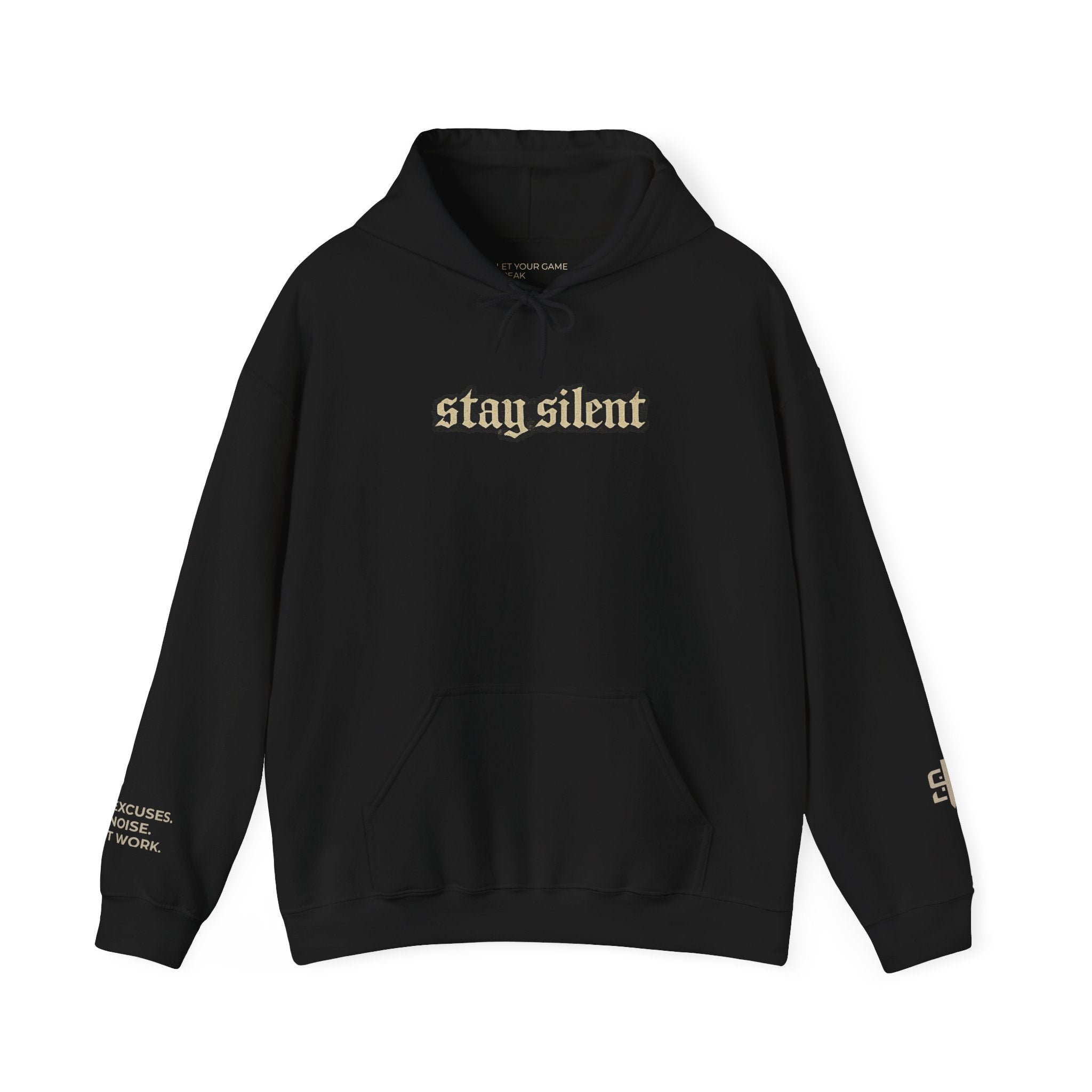 Hoodie - 'Stay Silent' Vintage Basketball Court Graphic Hoodie