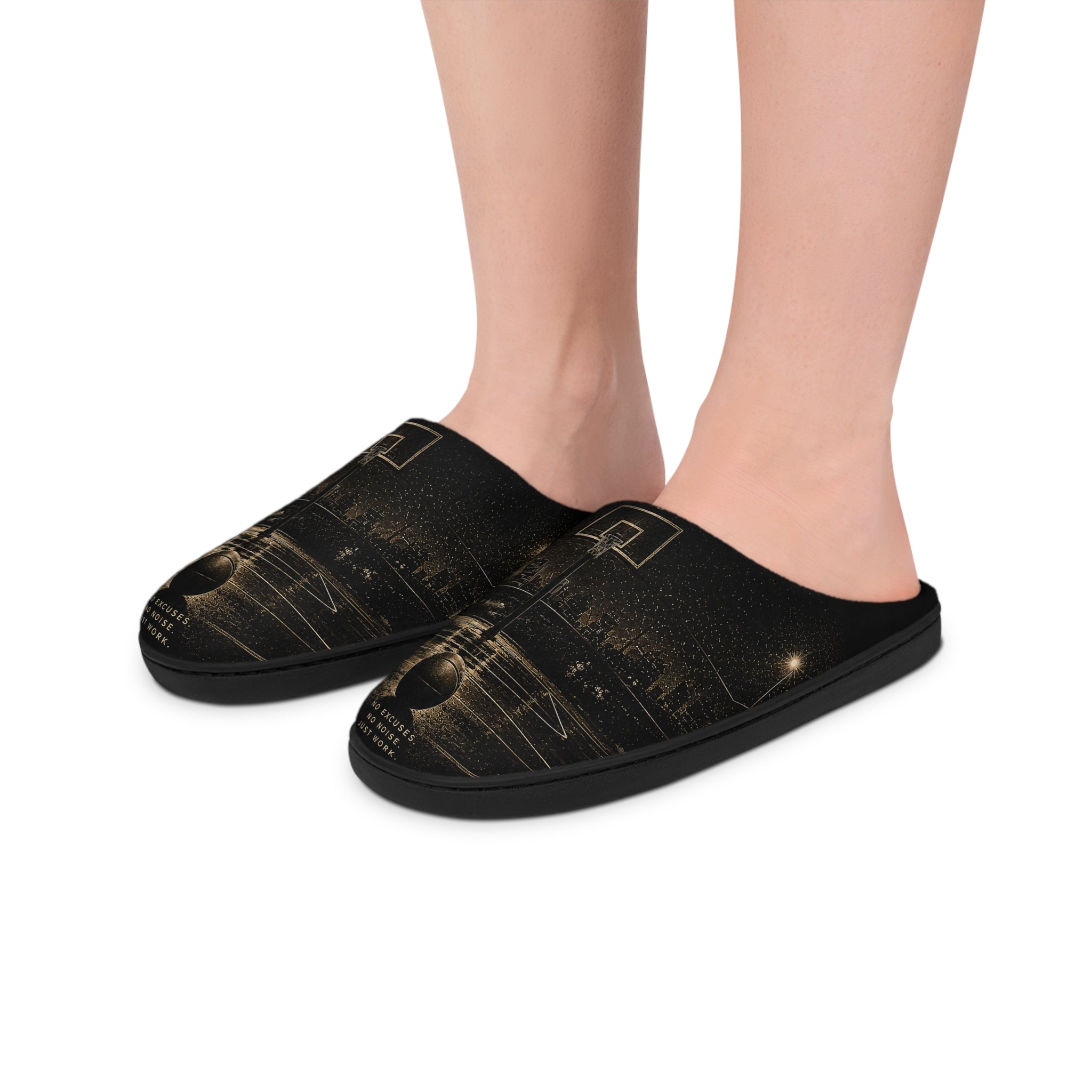 Men's Basketball Court Indoor Slippers — Vintage Hoop Design
