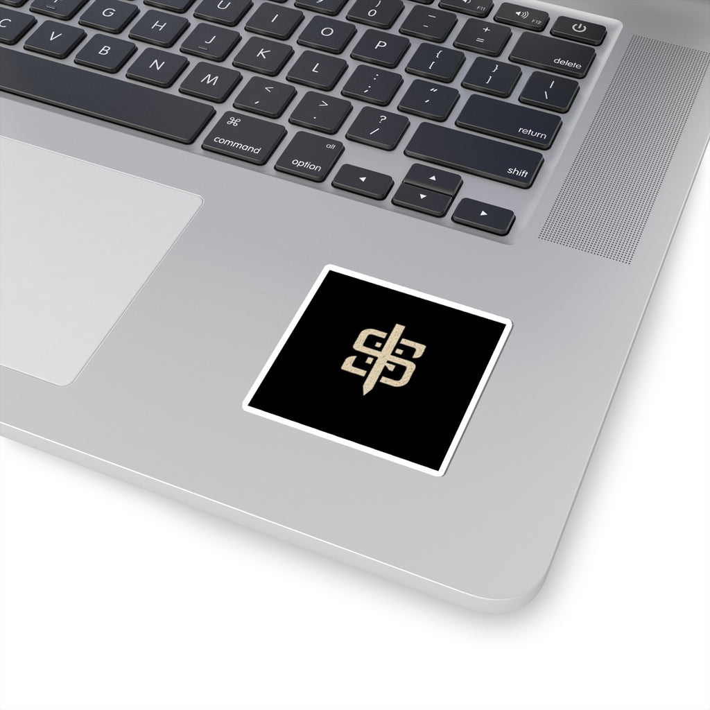 Monogram Sword Sticker — Minimal Vintage Crest Kiss-Cut Sticker