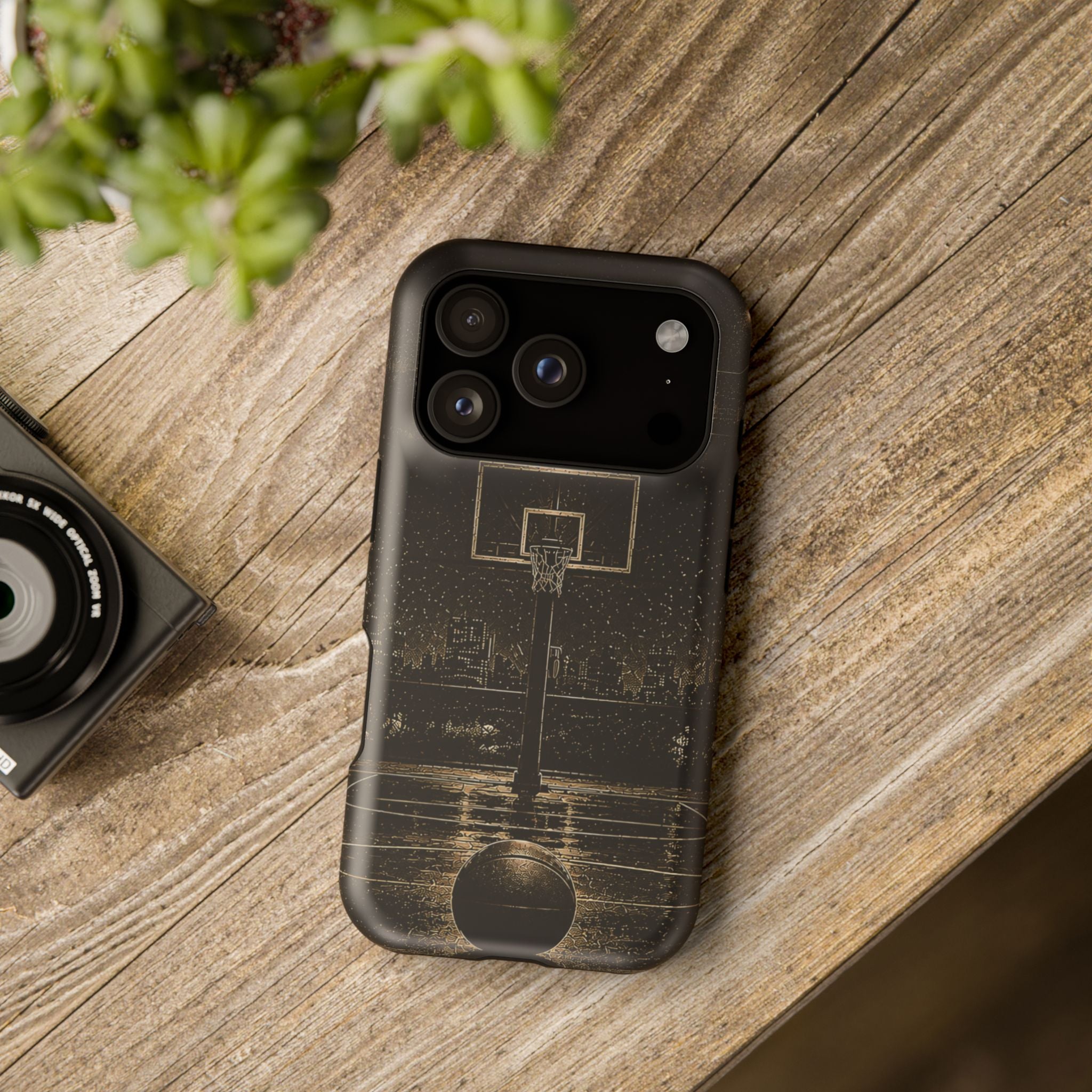 Gold Night Basketball Phone Case — Impact-Resistant Protective Cover