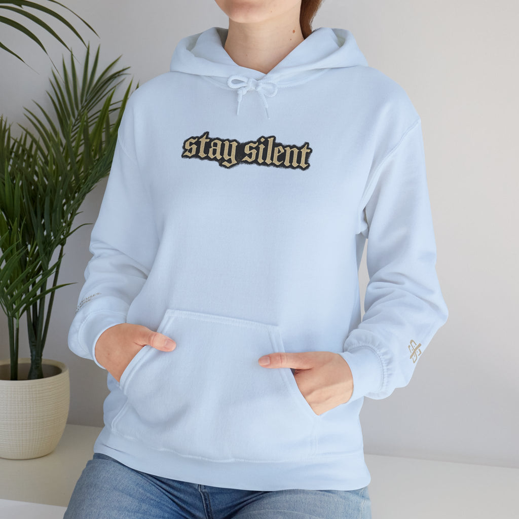 Hoodie - 'Stay Silent' Vintage Basketball Court Graphic Hoodie