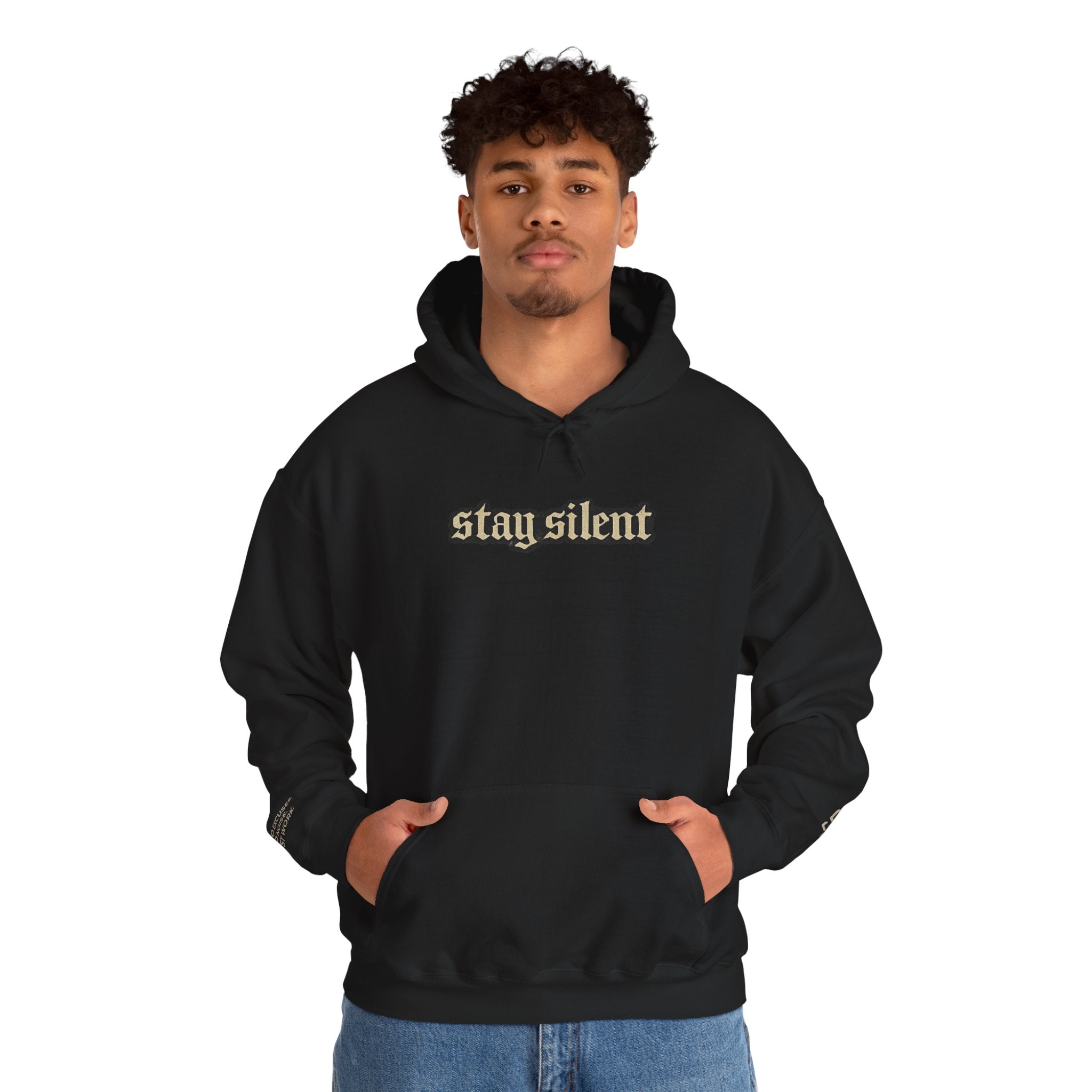 Hoodie - 'Stay Silent' Vintage Basketball Court Graphic Hoodie