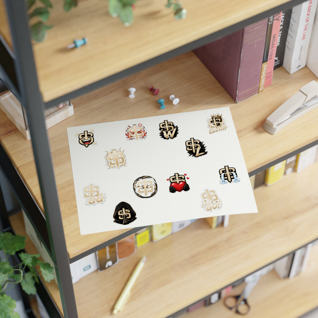 Gold Monogram Sticker Sheet — Decorative Logo Emoji Stickers for Laptops, Planners & Phone Cases