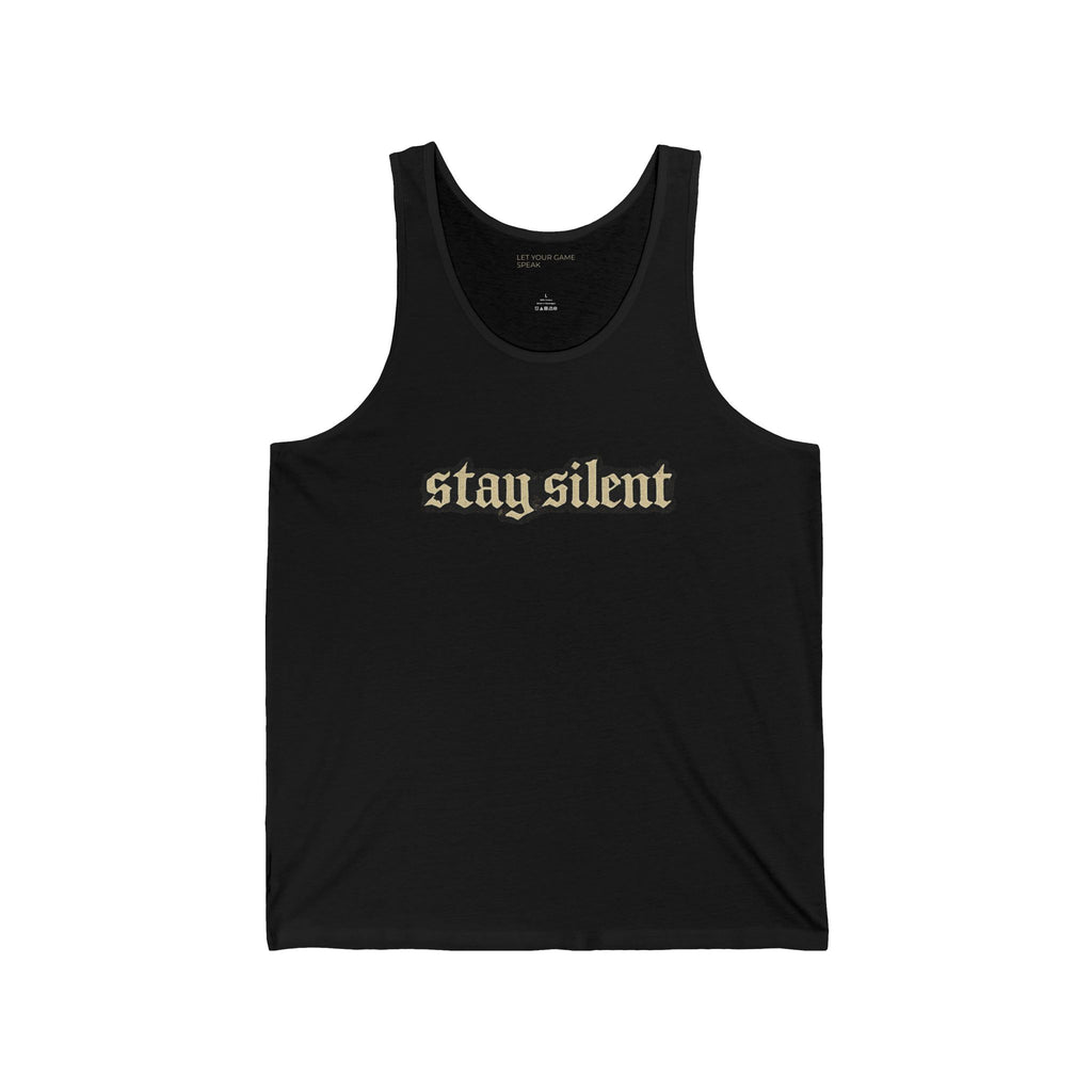 Stay Silent Tank Top — Minimalist Basketball Court Graphic Jersey Tank
