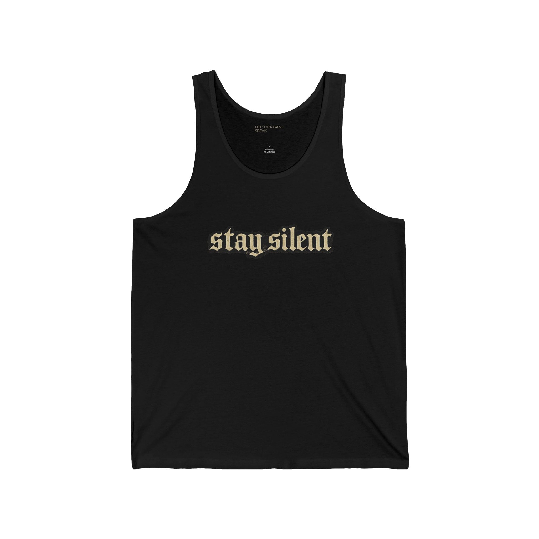 Stay Silent Tank Top — Minimalist Basketball Court Graphic Jersey Tank
