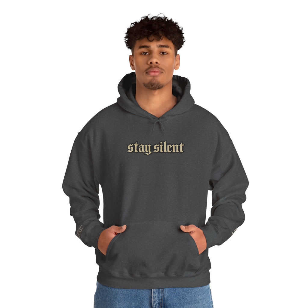 Hoodie - 'Stay Silent' Vintage Basketball Court Graphic Hoodie