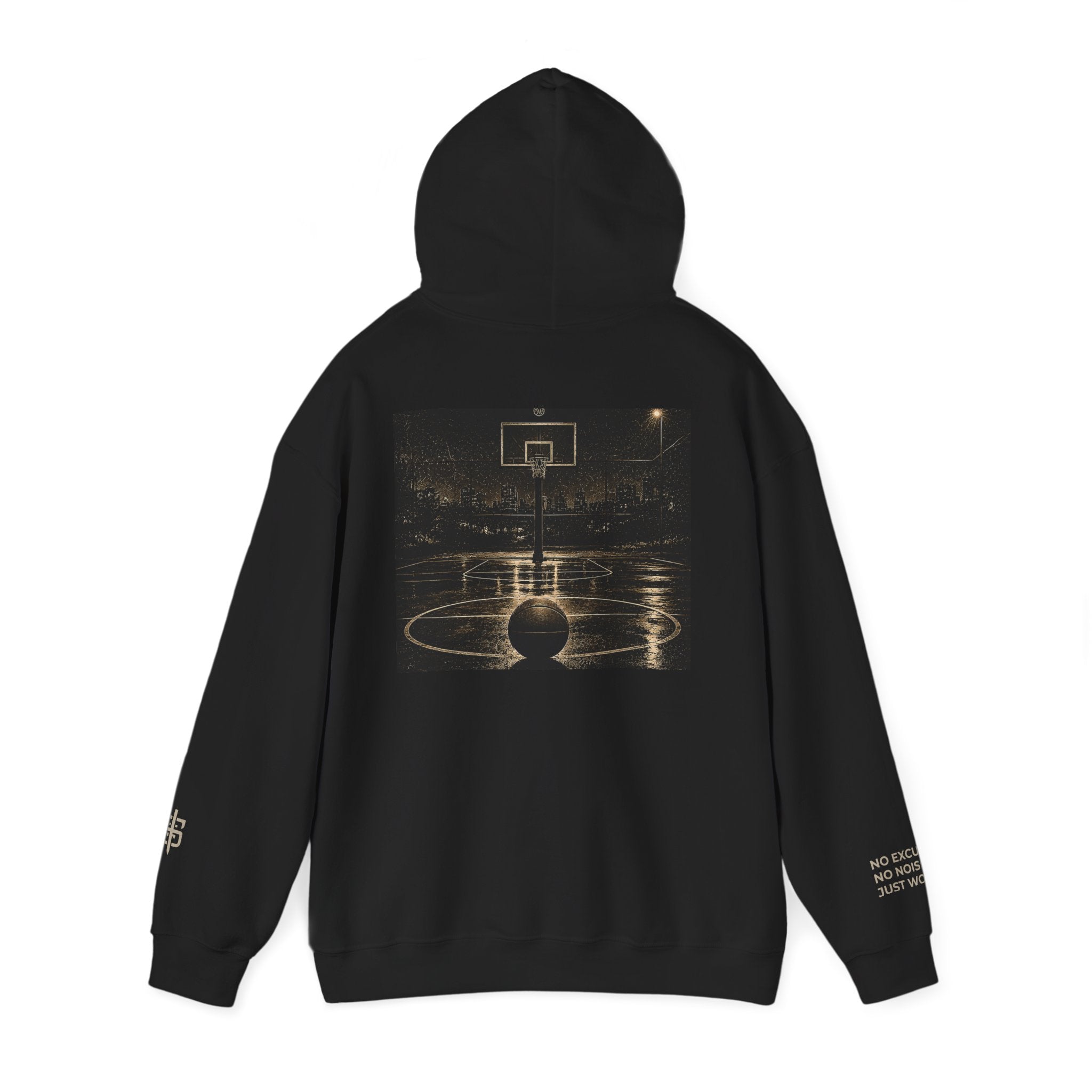 Hoodie - 'Stay Silent' Vintage Basketball Court Graphic Hoodie