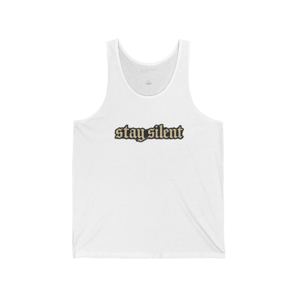 Stay Silent Tank Top — Minimalist Basketball Court Graphic Jersey Tank