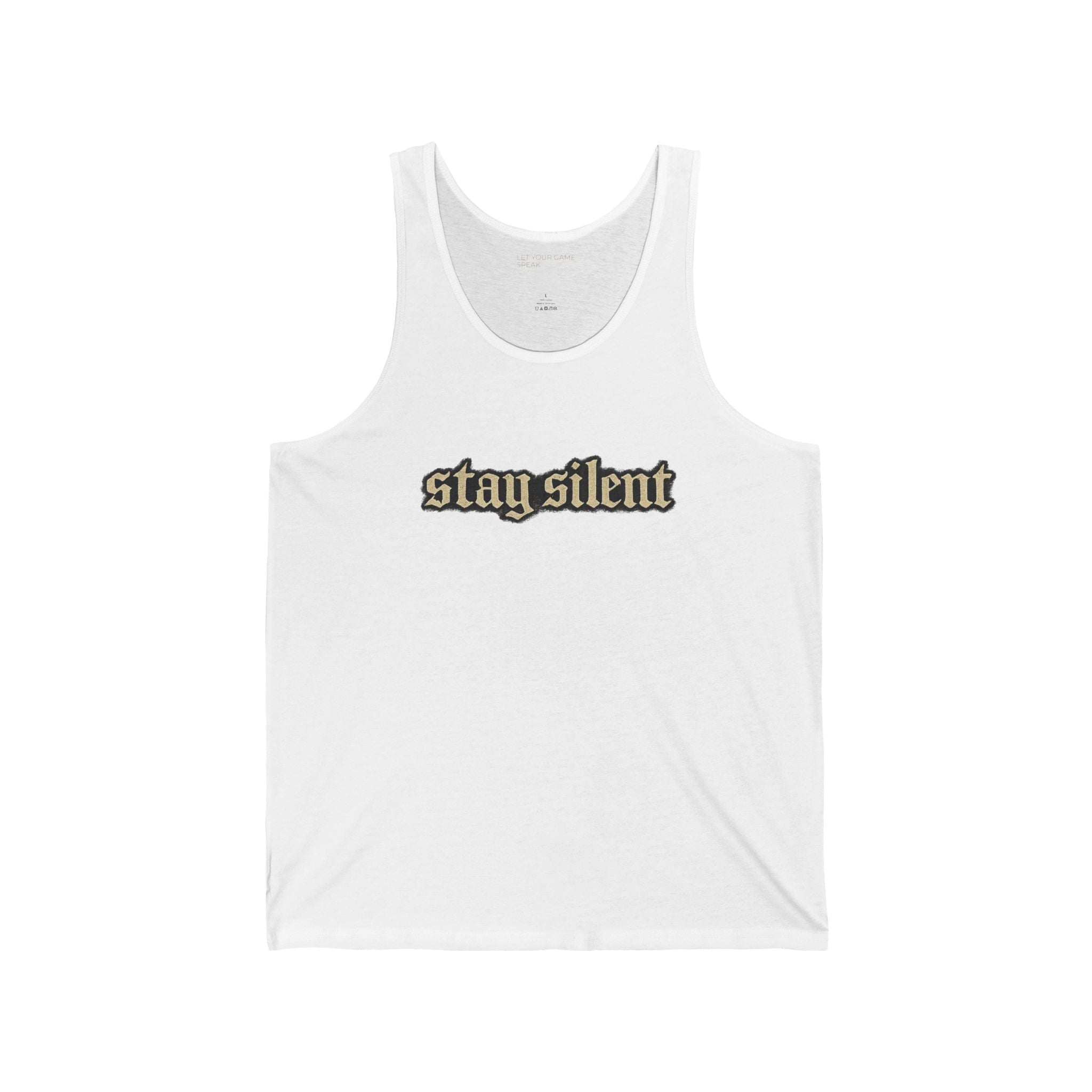 Stay Silent Tank Top — Minimalist Basketball Court Graphic Jersey Tank