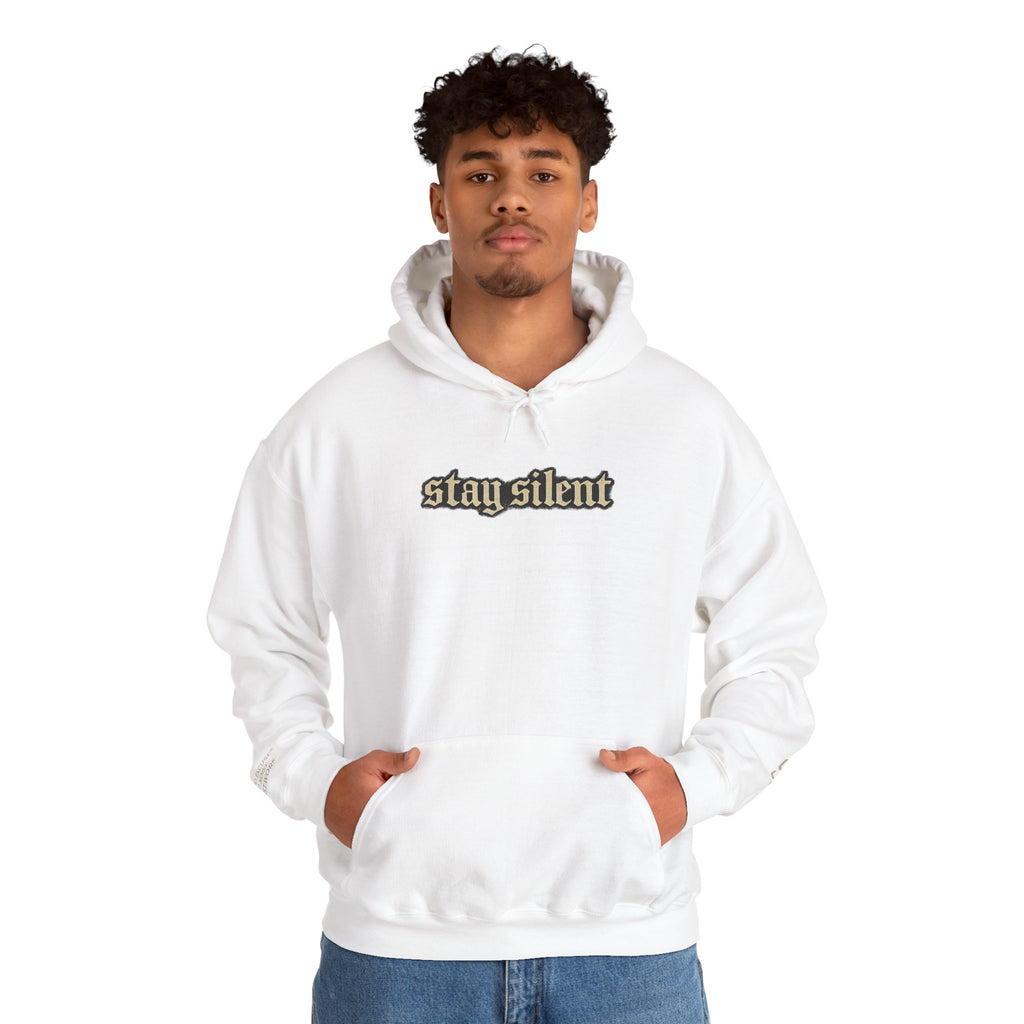 Hoodie - 'Stay Silent' Vintage Basketball Court Graphic Hoodie