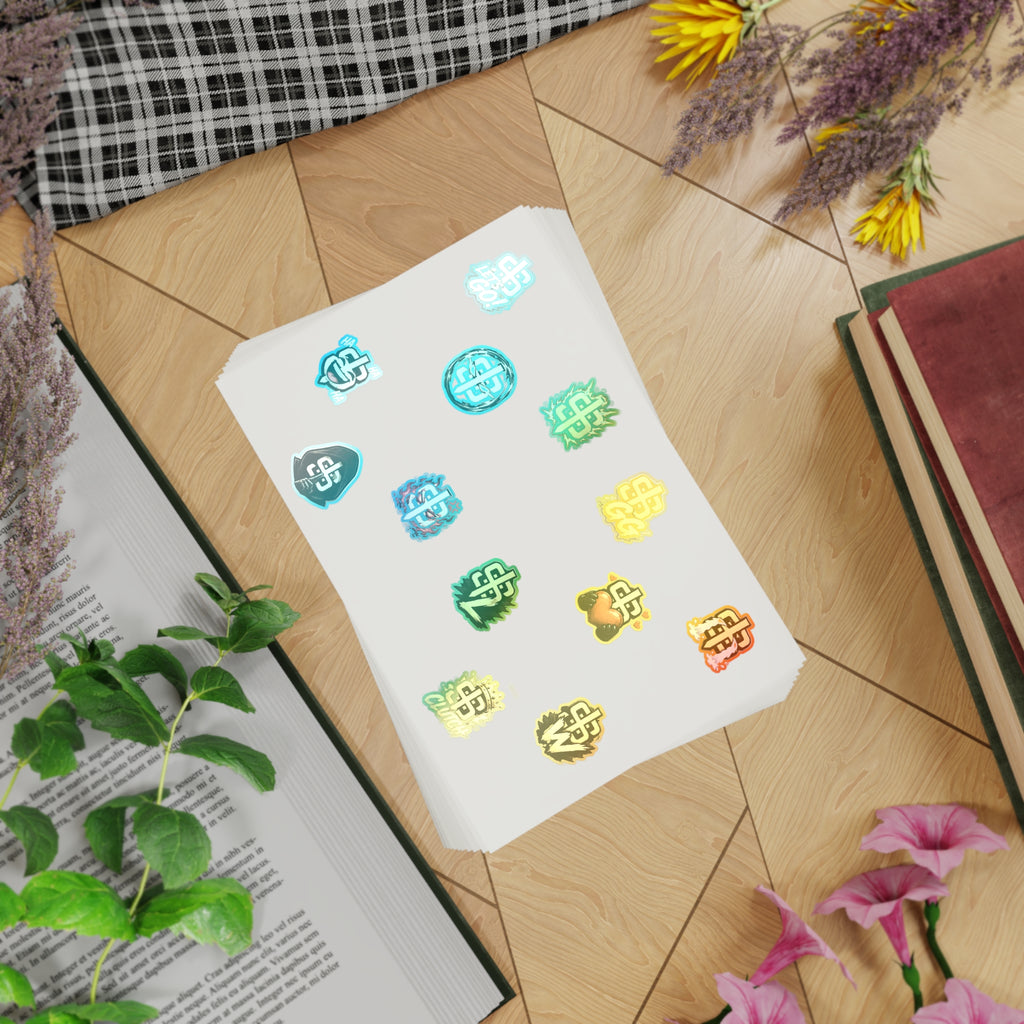 Holographic Logo Sticker Sheet – 10pc Iridescent Decal Pack
