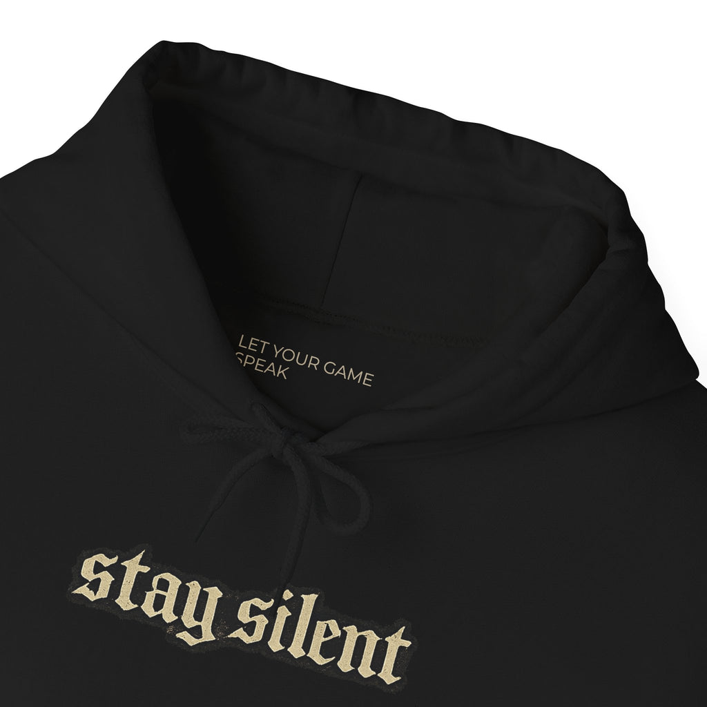 Hoodie - 'Stay Silent' Vintage Basketball Court Graphic Hoodie
