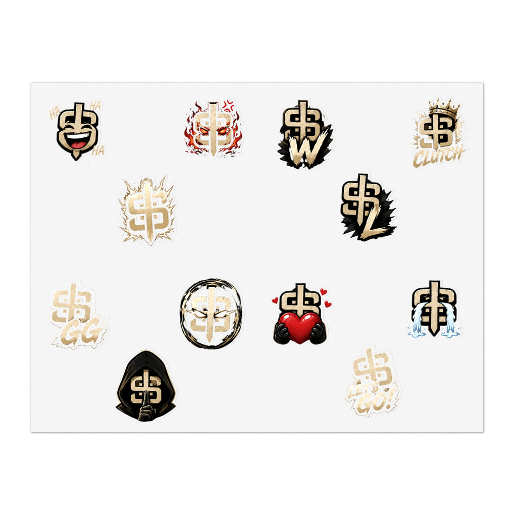 Gold Monogram Sticker Sheet — Decorative Logo Emoji Stickers for Laptops, Planners & Phone Cases