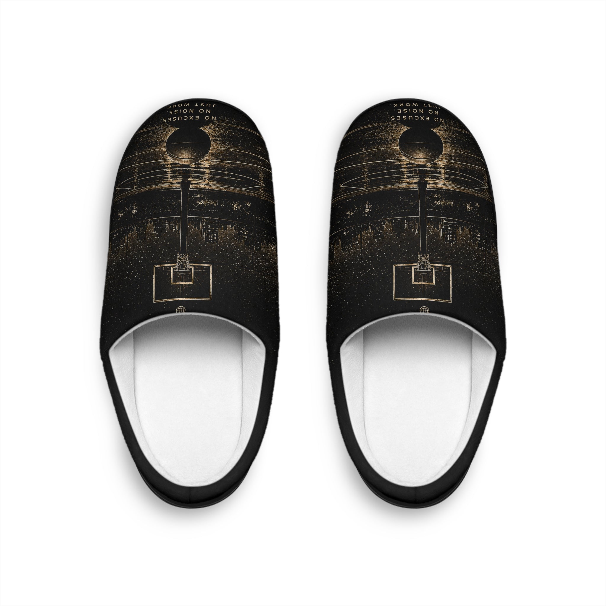 Men's Basketball Court Indoor Slippers — Vintage Hoop Design