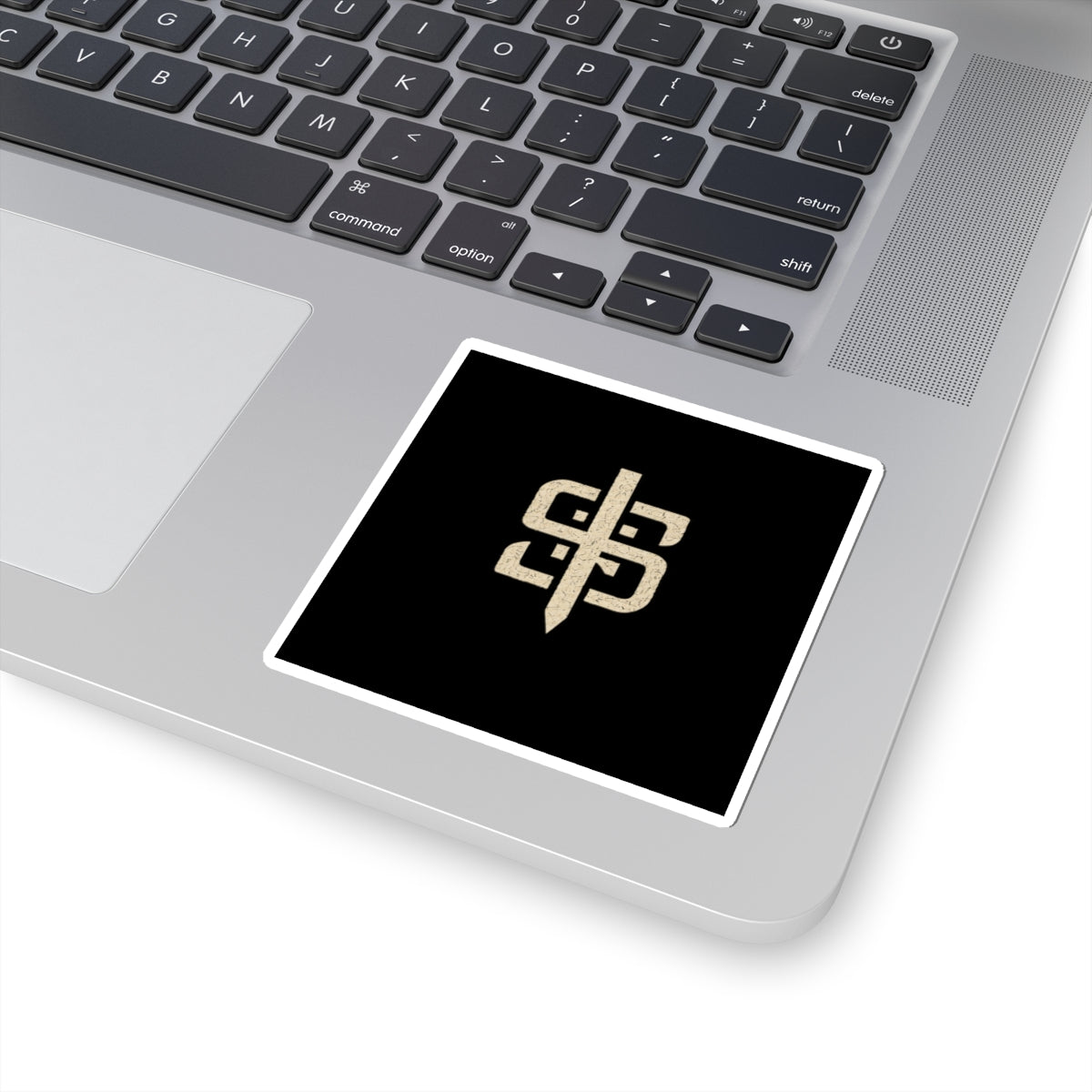 Monogram Sword Sticker — Minimal Vintage Crest Kiss-Cut Sticker