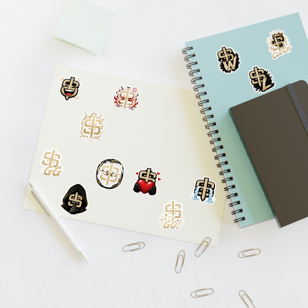 Gold Monogram Sticker Sheet — Decorative Logo Emoji Stickers for Laptops, Planners & Phone Cases