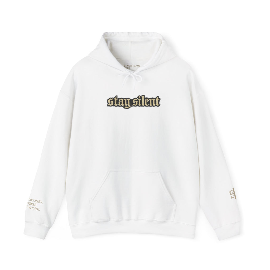 Hoodie - 'Stay Silent' Vintage Basketball Court Graphic Hoodie