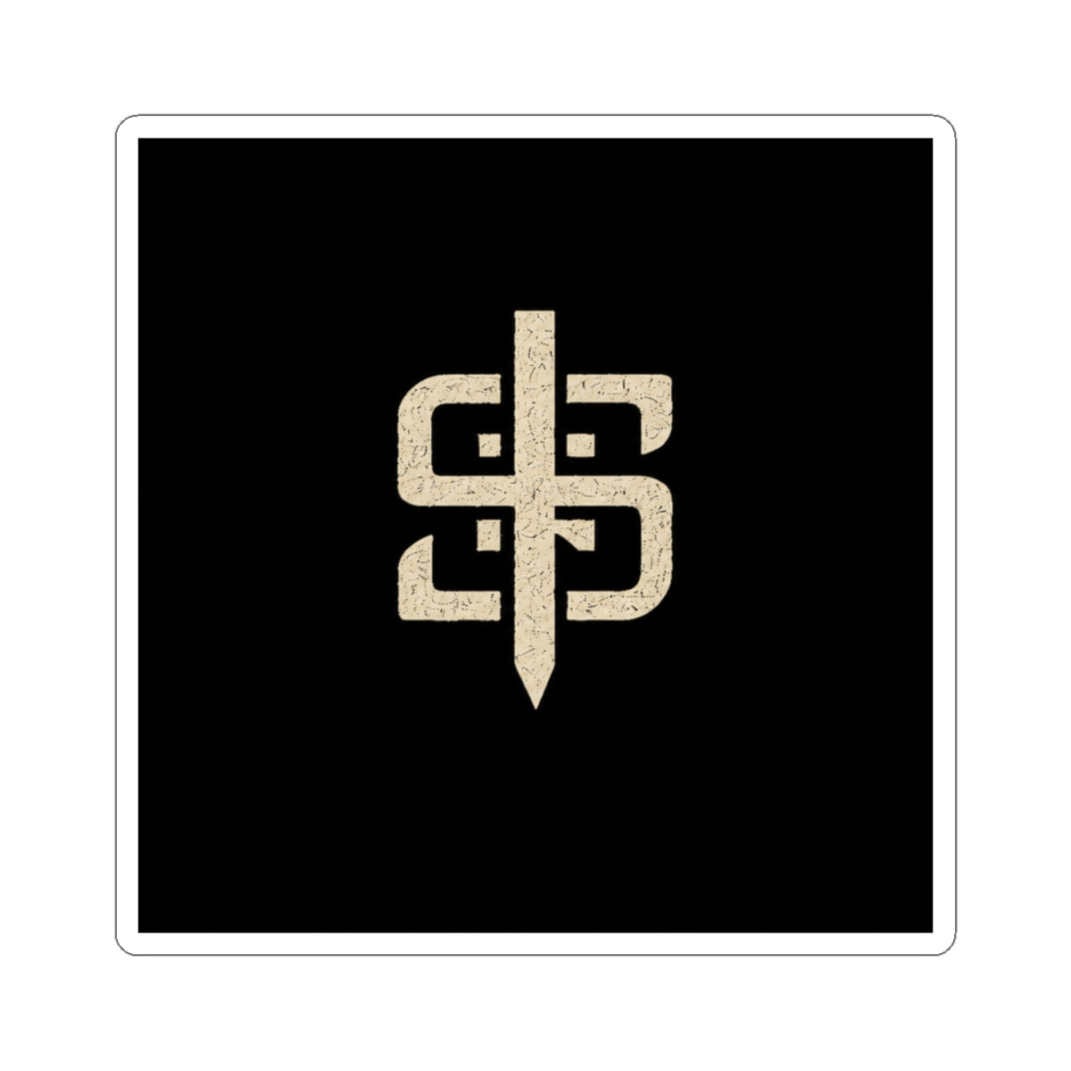 Monogram Sword Sticker — Minimal Vintage Crest Kiss-Cut Sticker