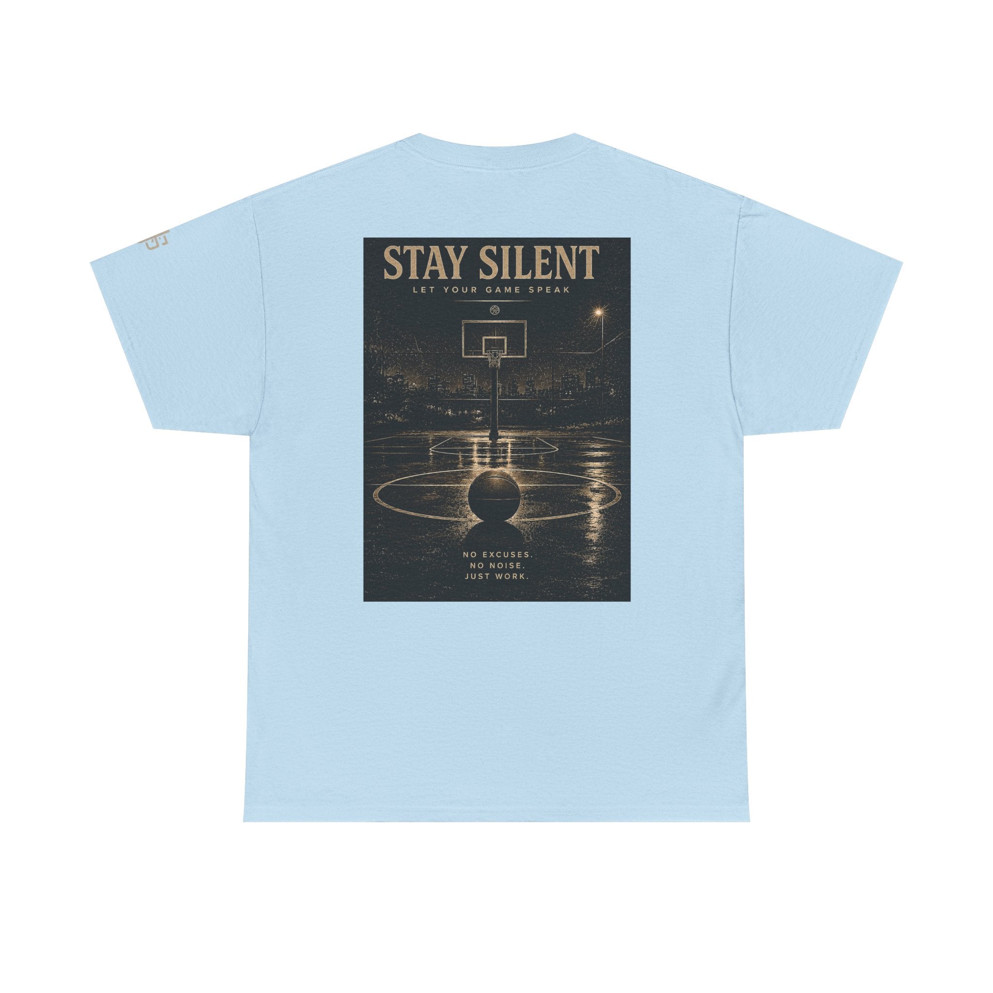 Stay Silent Basketball Poster Tee — Vintage Court Graphic T-Shirt