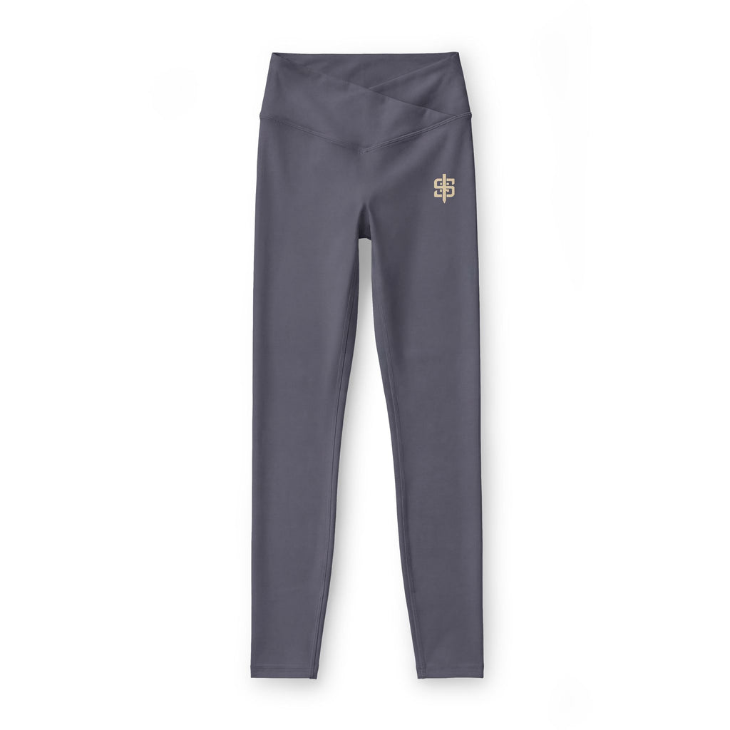 Black Luxe Leggings with Gold Monogram — Women’s High-Waist Athletic Leggings