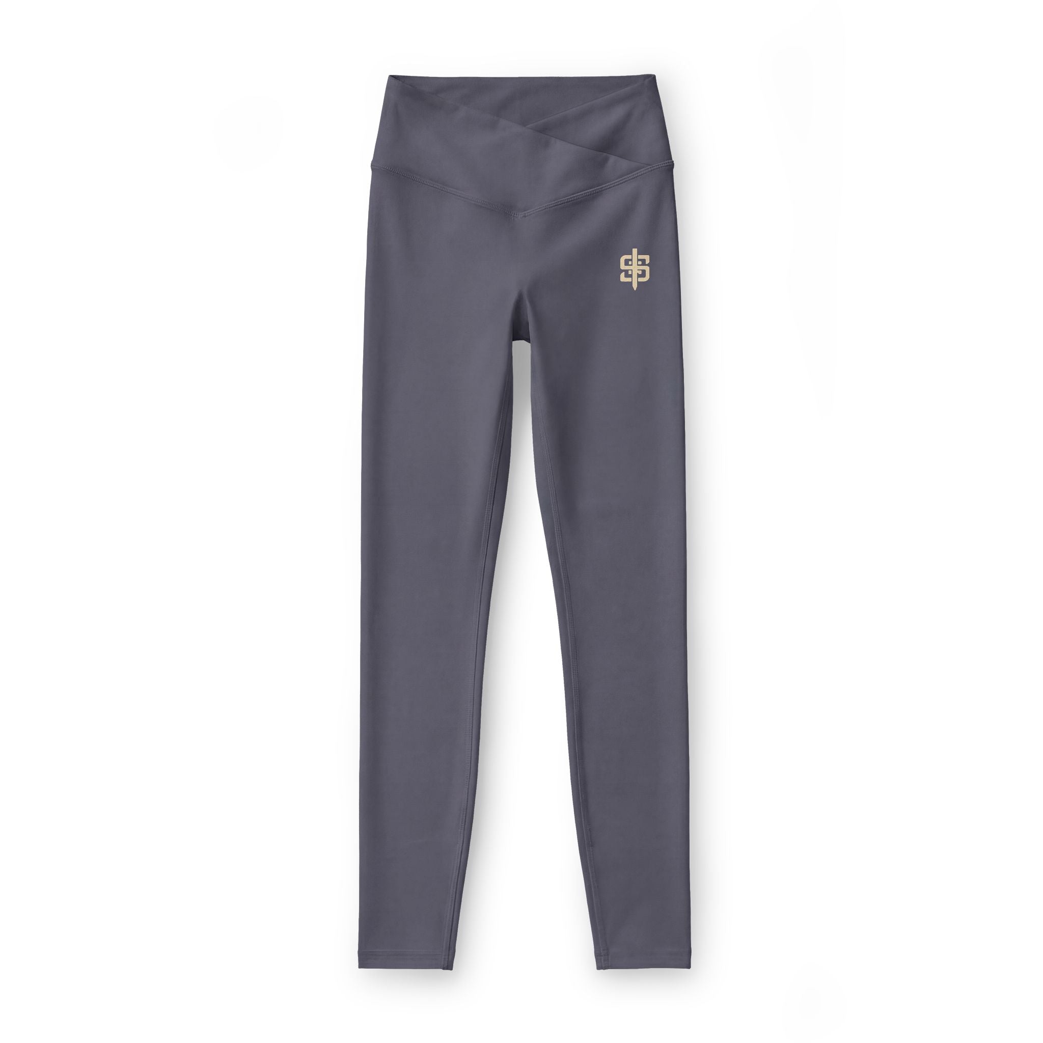 Black Luxe Leggings with Gold Monogram — Women’s High-Waist Athletic Leggings