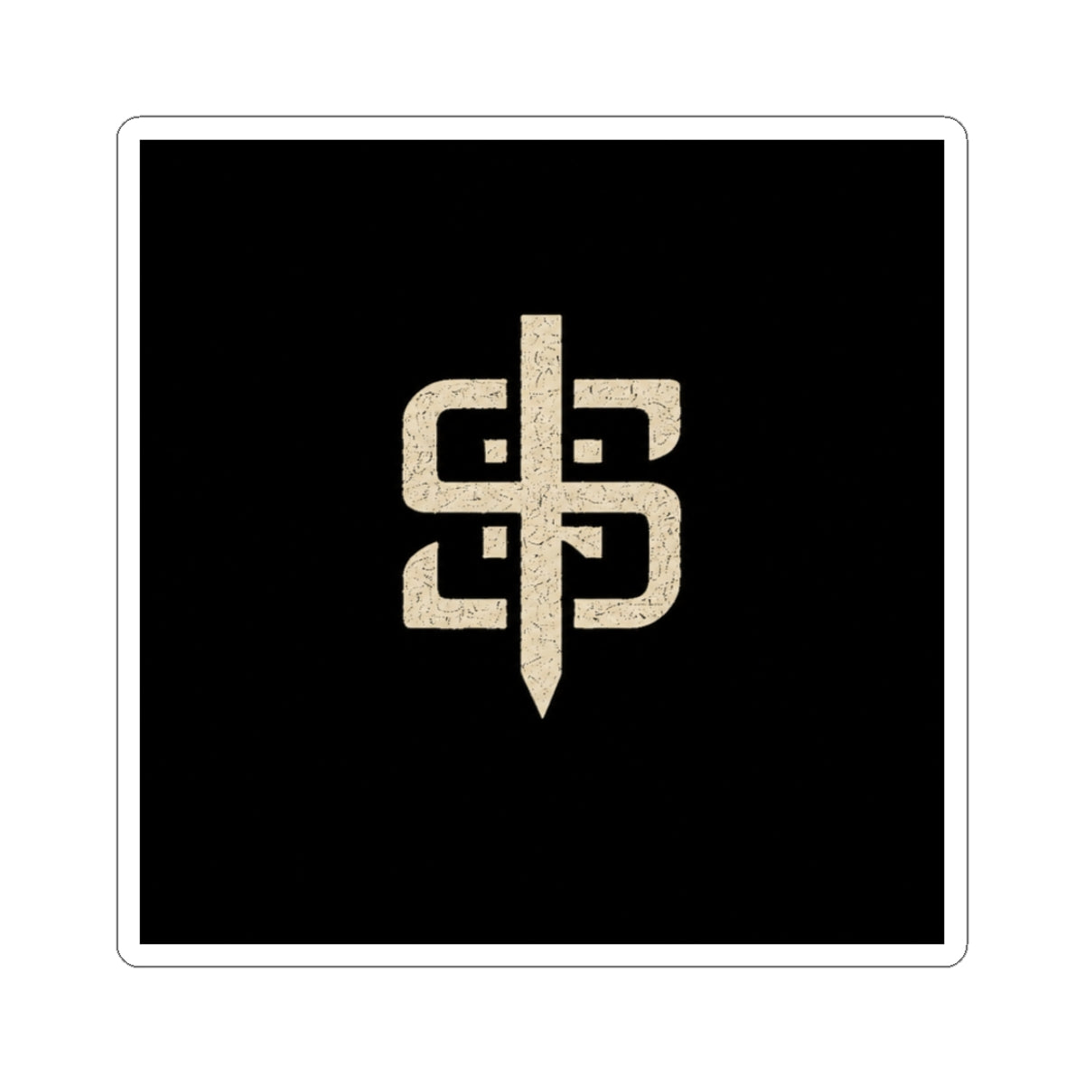Monogram Sword Sticker — Minimal Vintage Crest Kiss-Cut Sticker