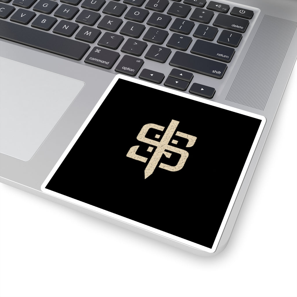 Monogram Sword Sticker — Minimal Vintage Crest Kiss-Cut Sticker