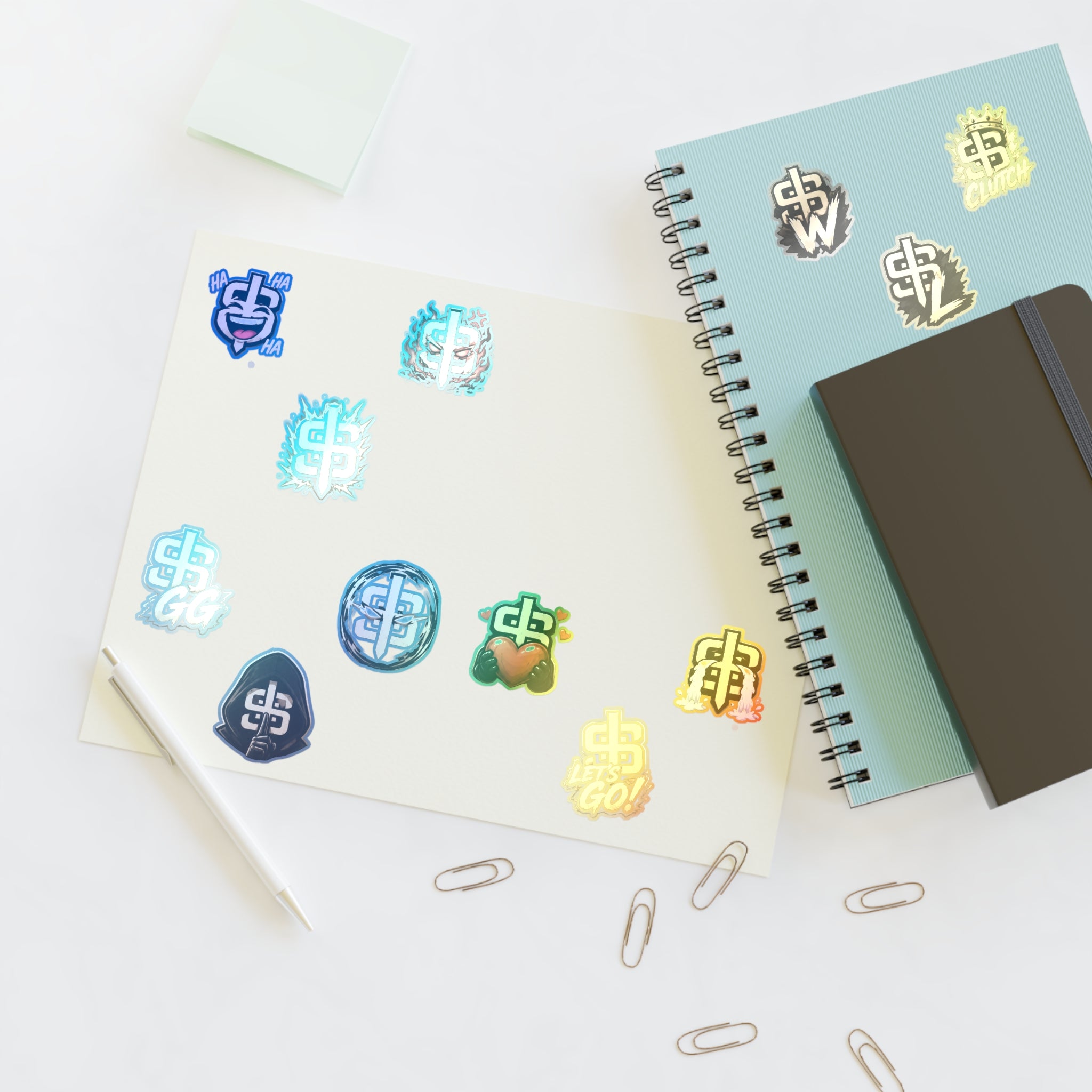 Gold Monogram Sticker Sheet — Decorative Logo Emoji Stickers for Laptops, Planners & Phone Cases