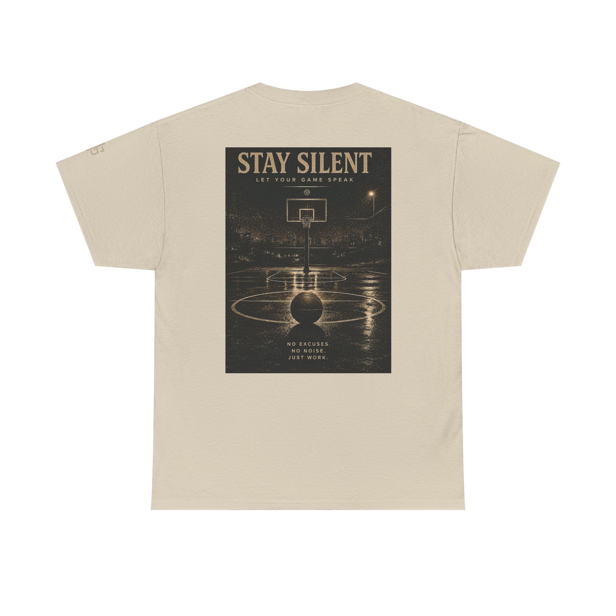 Stay Silent Basketball Poster Tee — Vintage Court Graphic T-Shirt