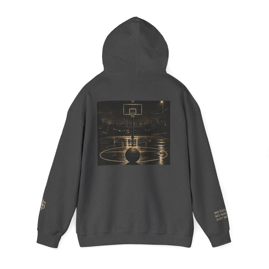 Hoodie - 'Stay Silent' Vintage Basketball Court Graphic Hoodie