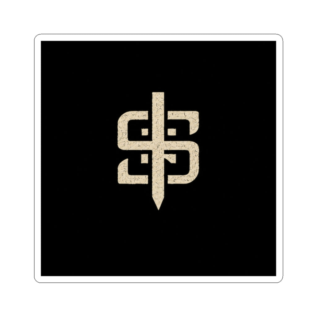 Monogram Sword Sticker — Minimal Vintage Crest Kiss-Cut Sticker