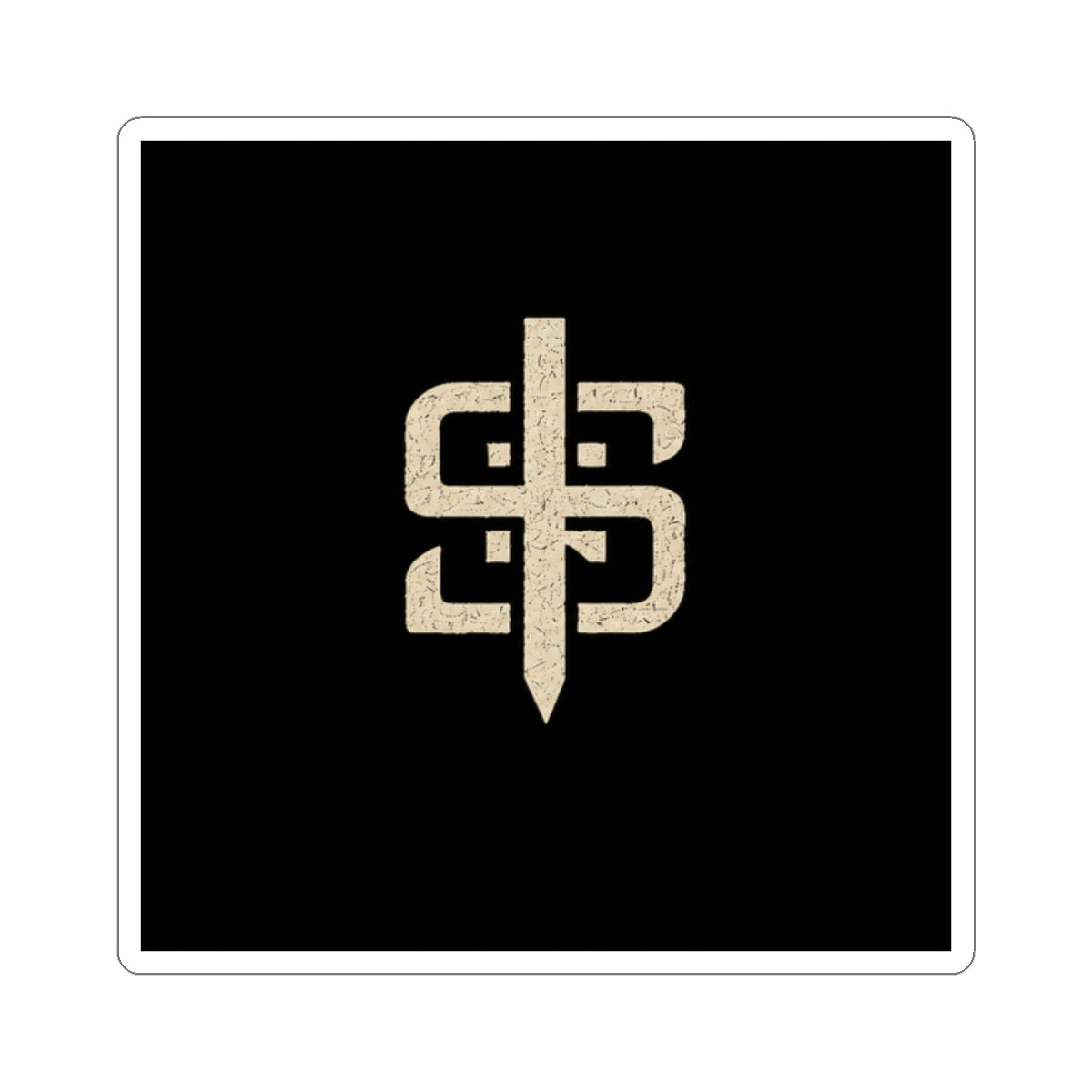Monogram Sword Sticker — Minimal Vintage Crest Kiss-Cut Sticker