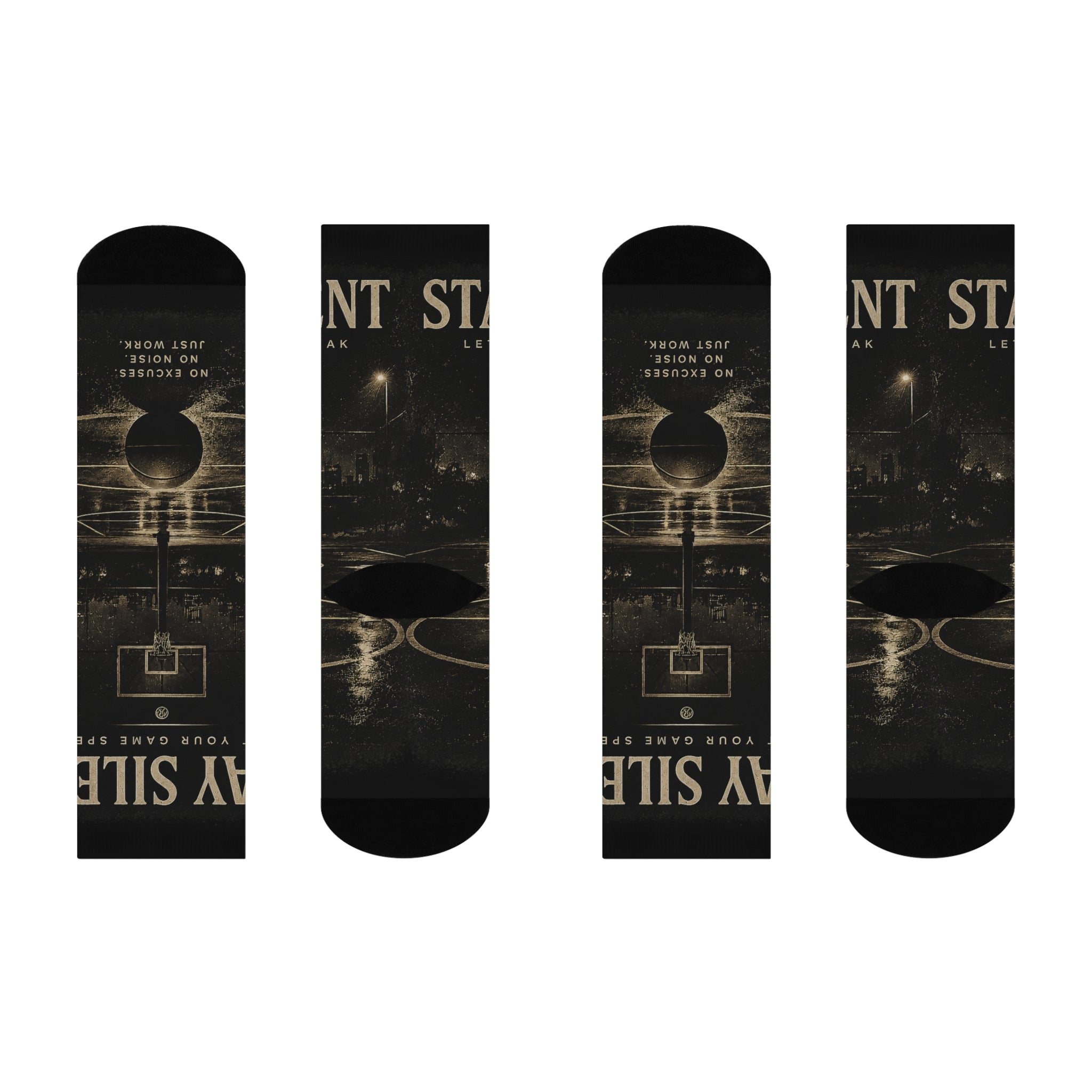 Silent Court Cushioned Crew Socks – Vintage Basketball Graphic