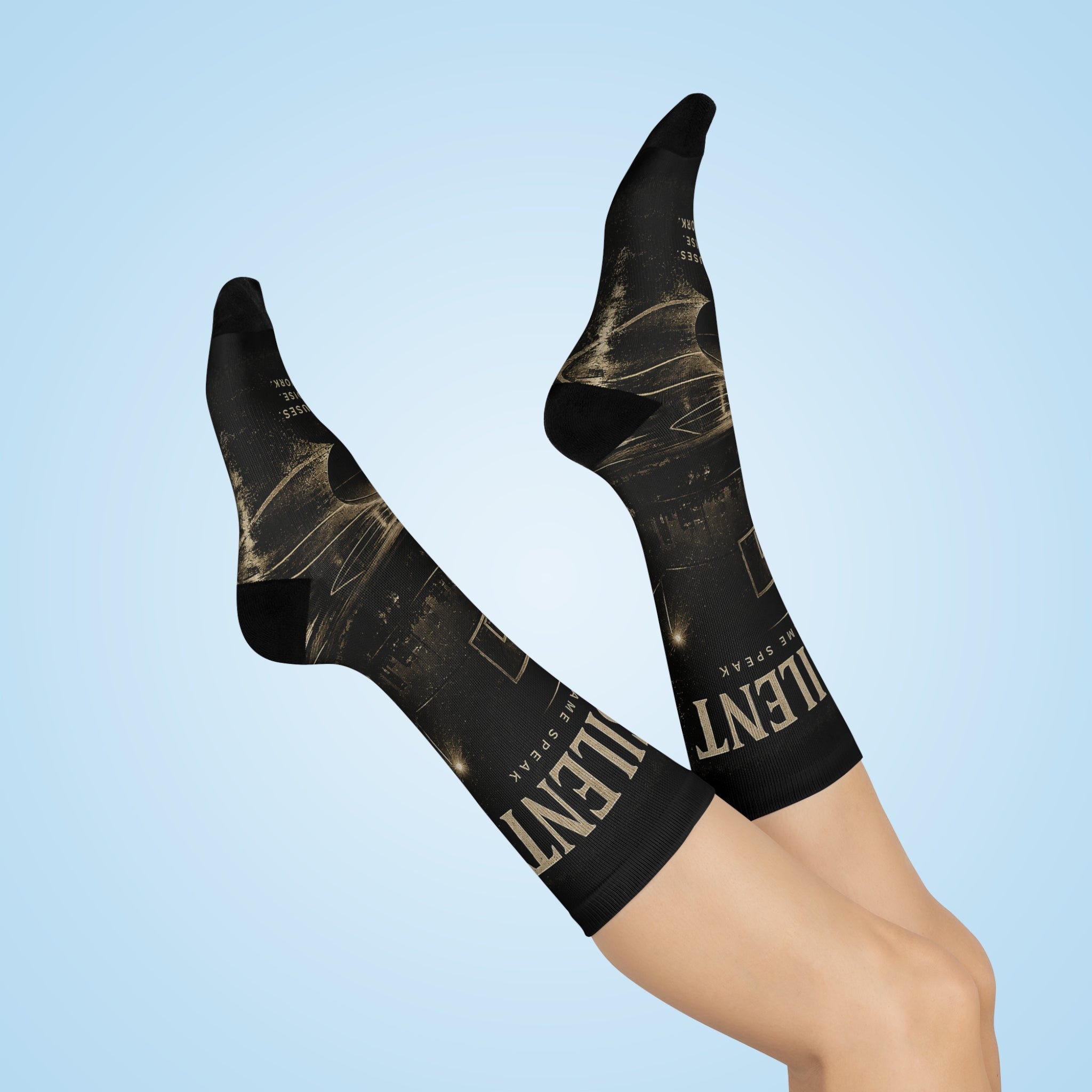 Silent Court Cushioned Crew Socks – Vintage Basketball Graphic