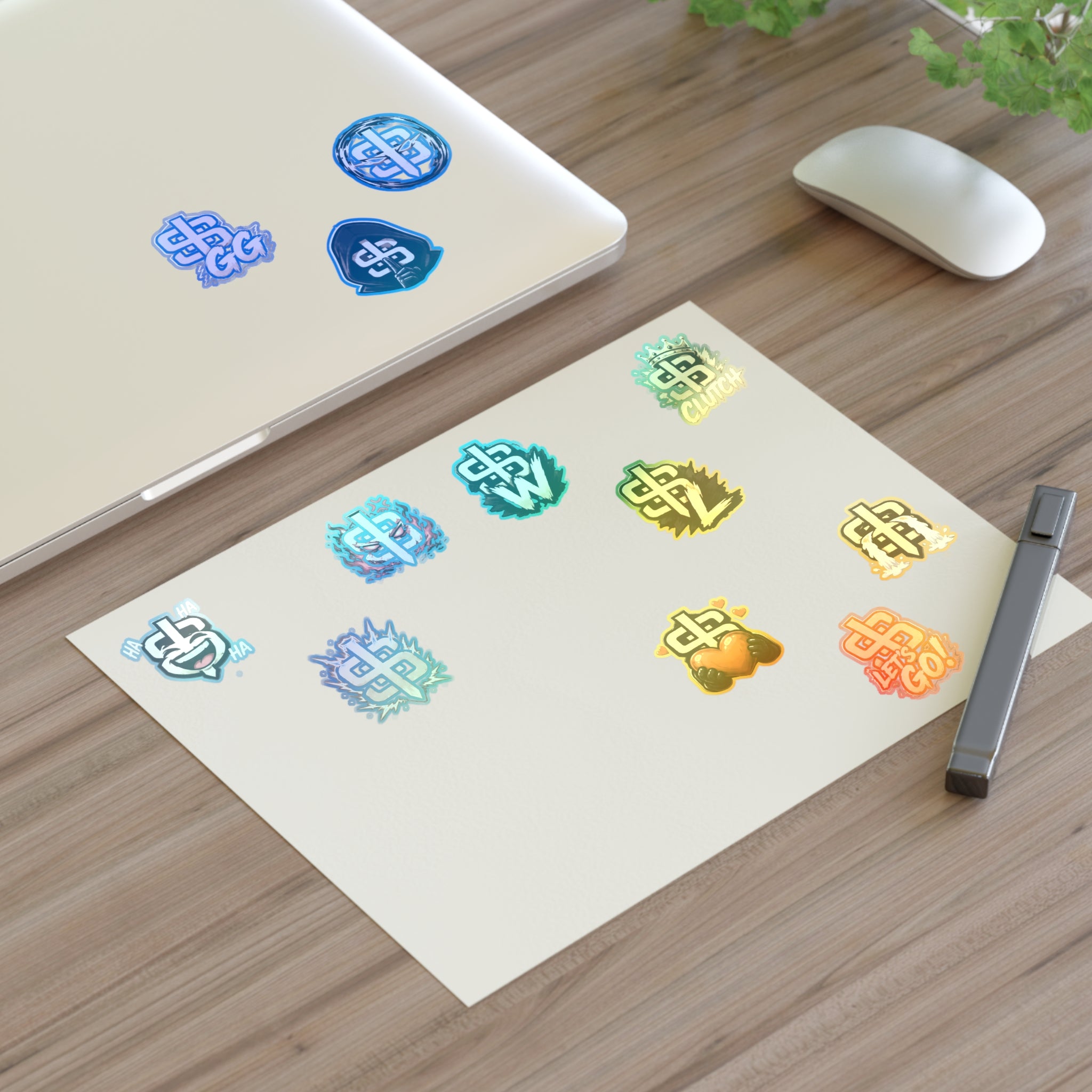 Gold Monogram Sticker Sheet — Decorative Logo Emoji Stickers for Laptops, Planners & Phone Cases