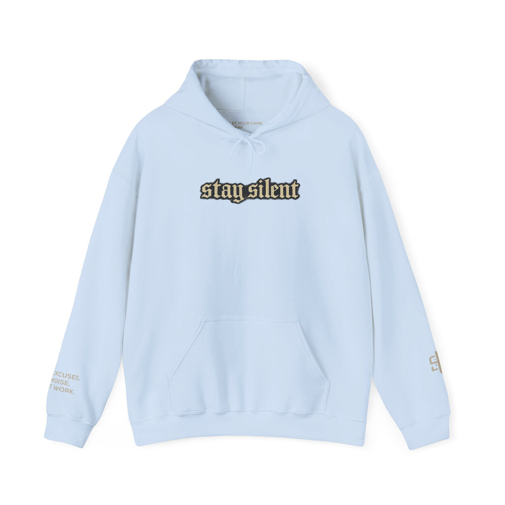Hoodie - 'Stay Silent' Vintage Basketball Court Graphic Hoodie